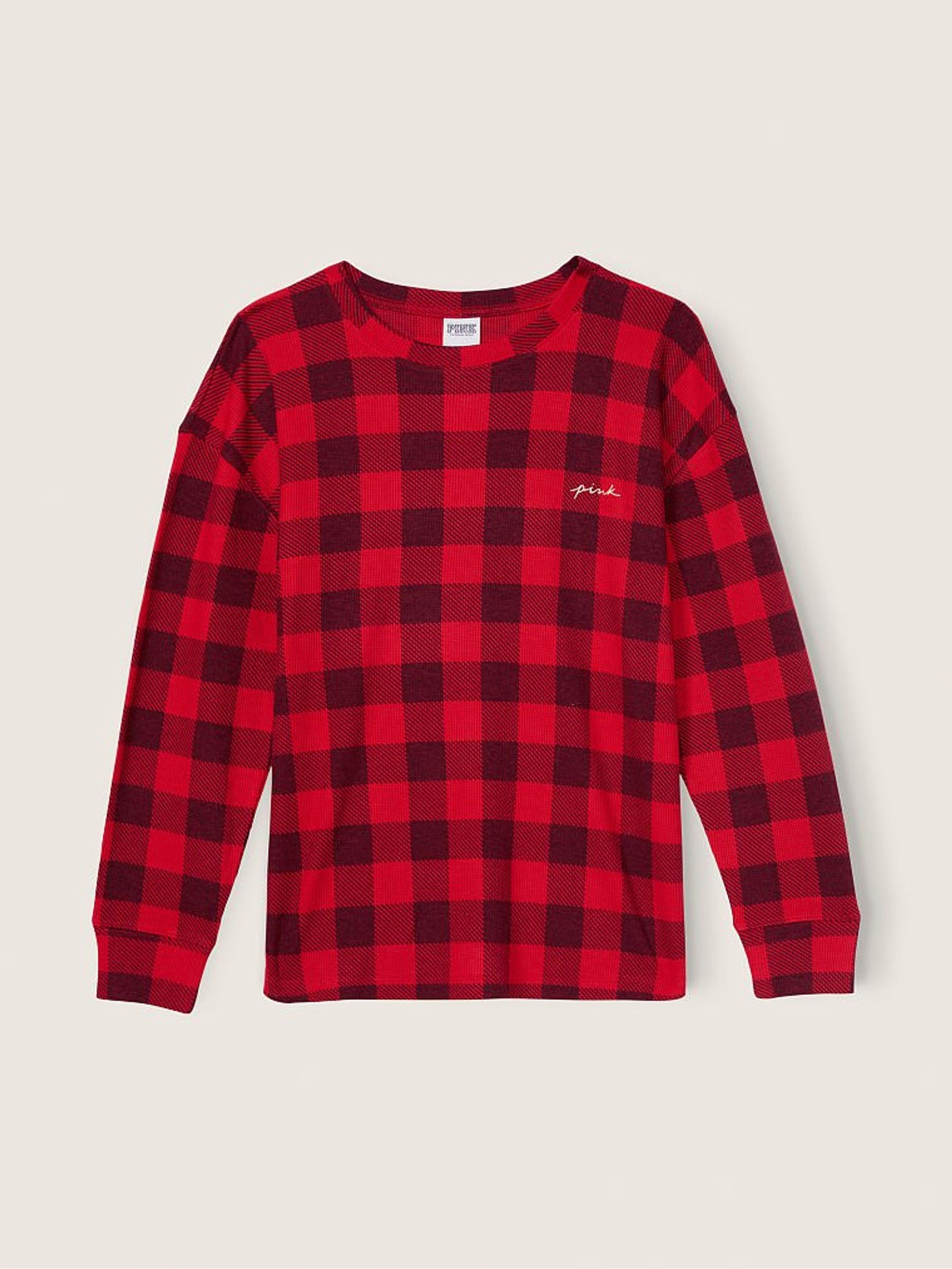 Red Plaid Long Sleeve Pyjama Top - Image 4 of 4 Red Plaid Long Sleeve Pyjama Top - Image 4 of 4