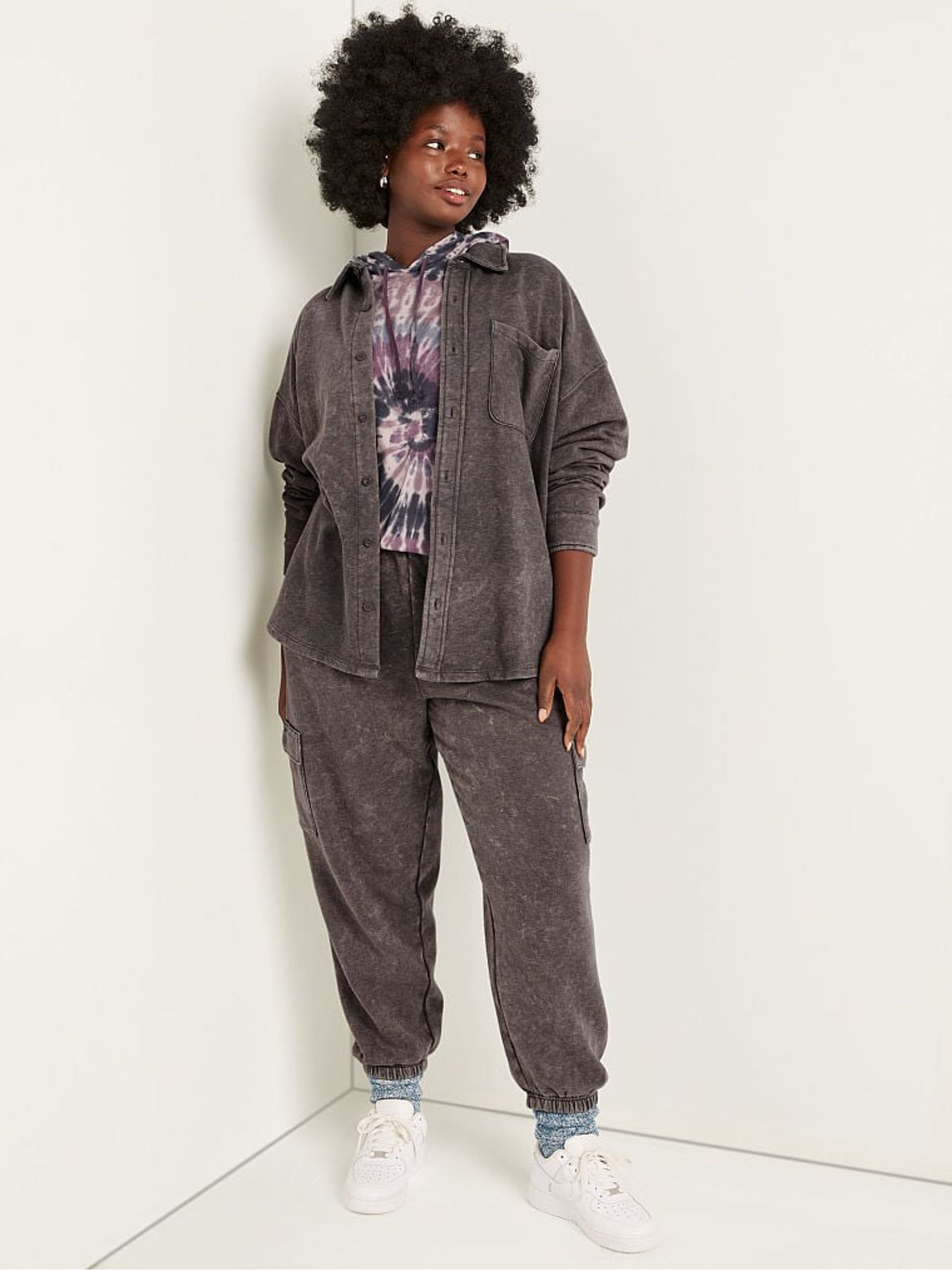 Dark Charcoal Grey Fleece Shirt Jacket - Image 3 of 5