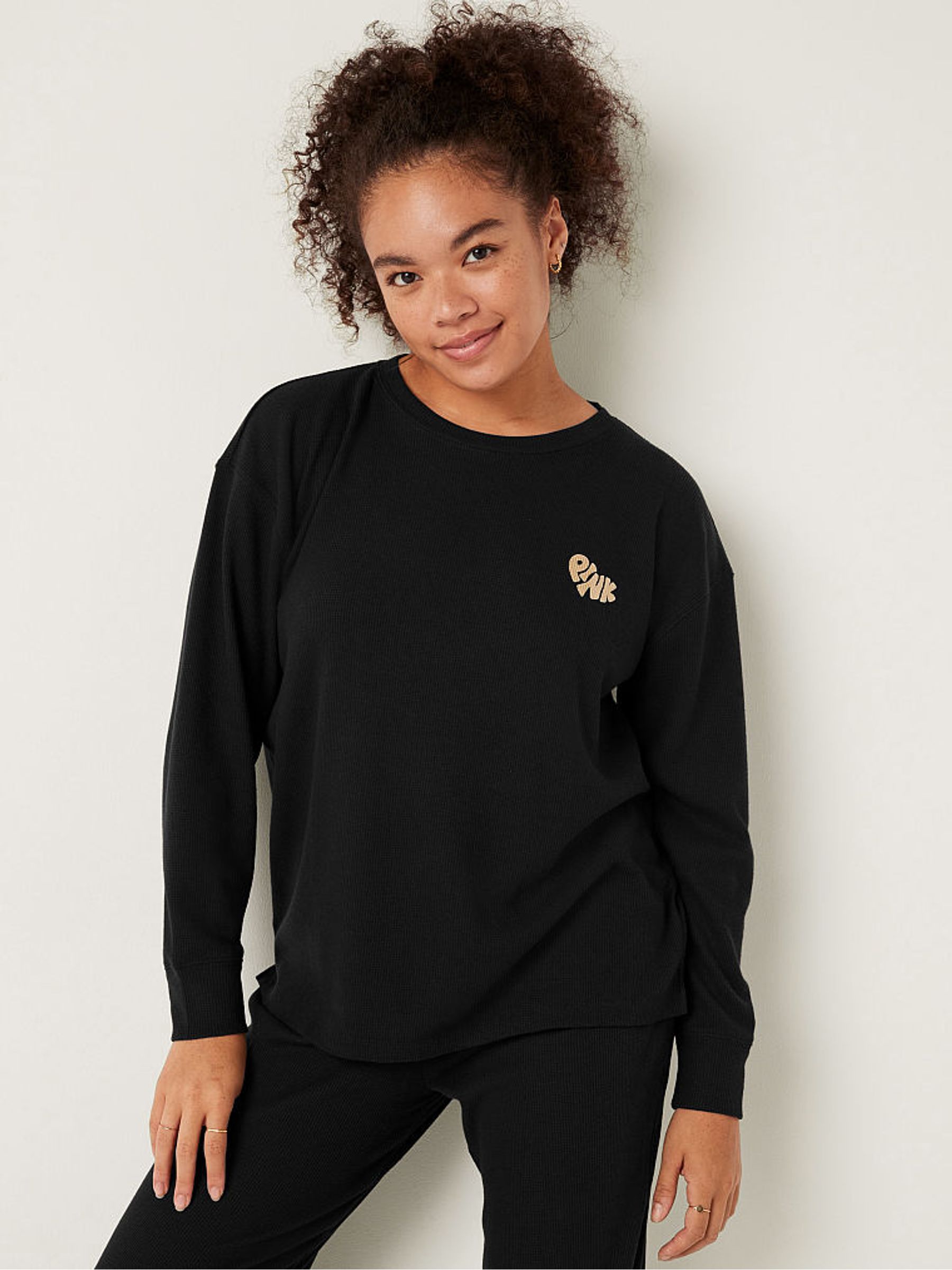 Pure Black Long Sleeve Pyjama Top - Image 1 of 4