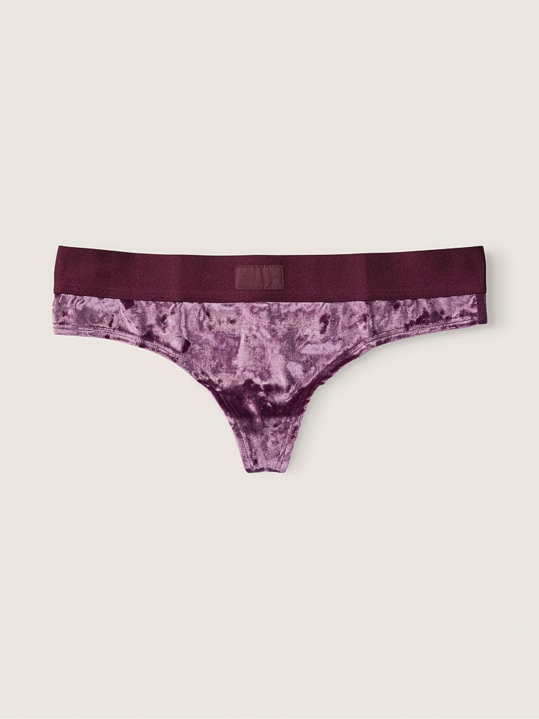 Rich Maroon Velvet Thong Knickers - Image 1 of 2