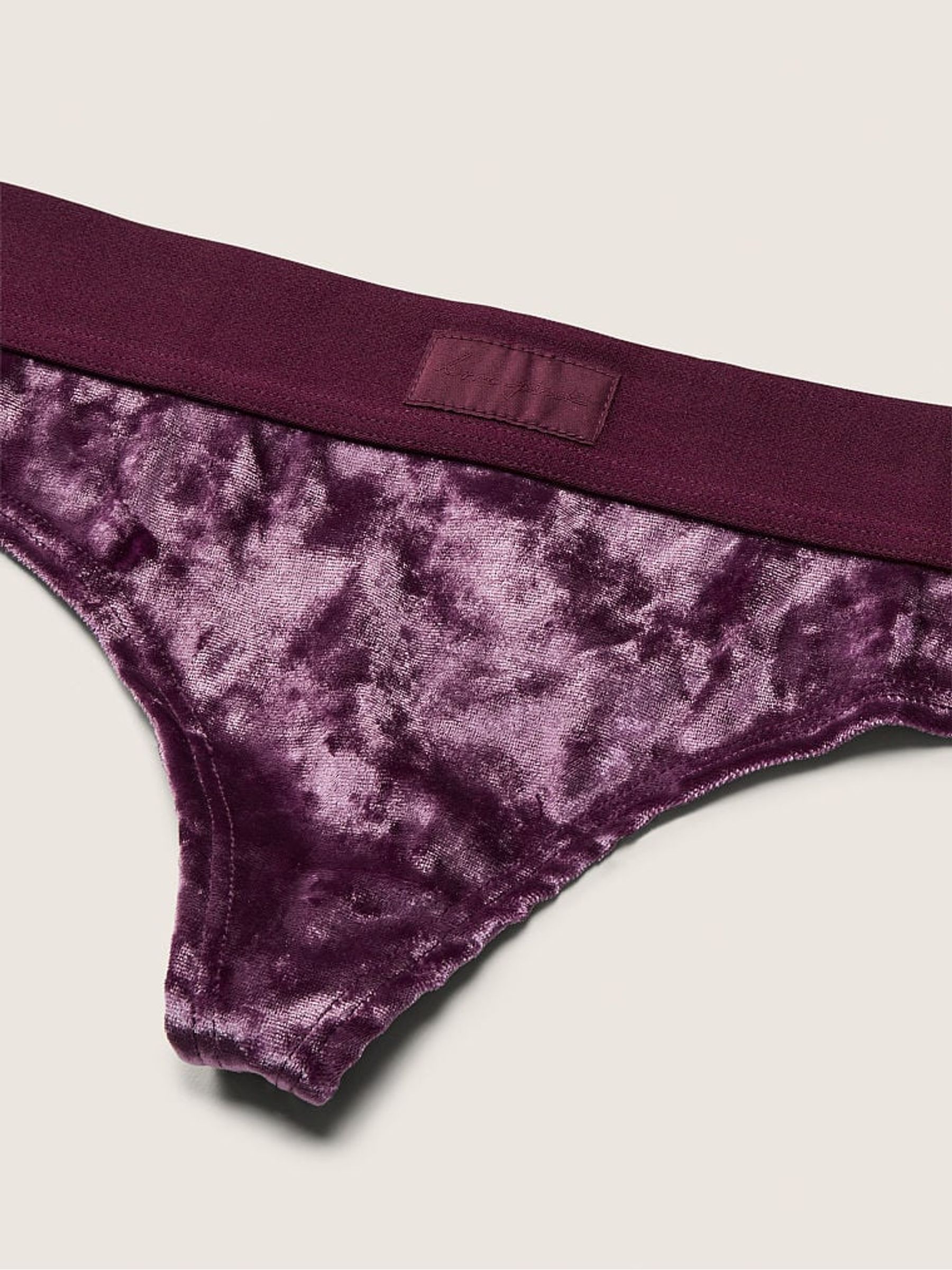 Rich Maroon Velvet Thong Knickers - Image 2 of 2