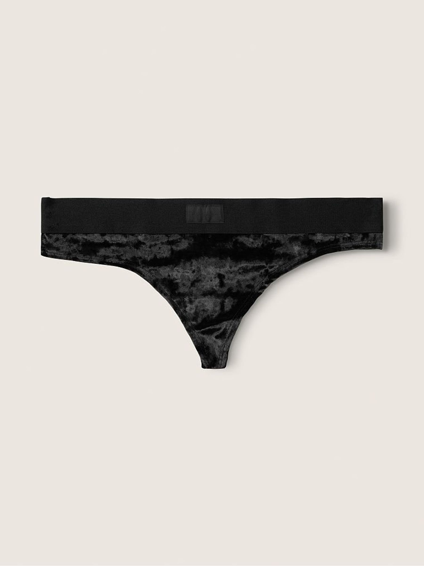 Pure Black Velvet Thong Knickers - Image 2 of 3