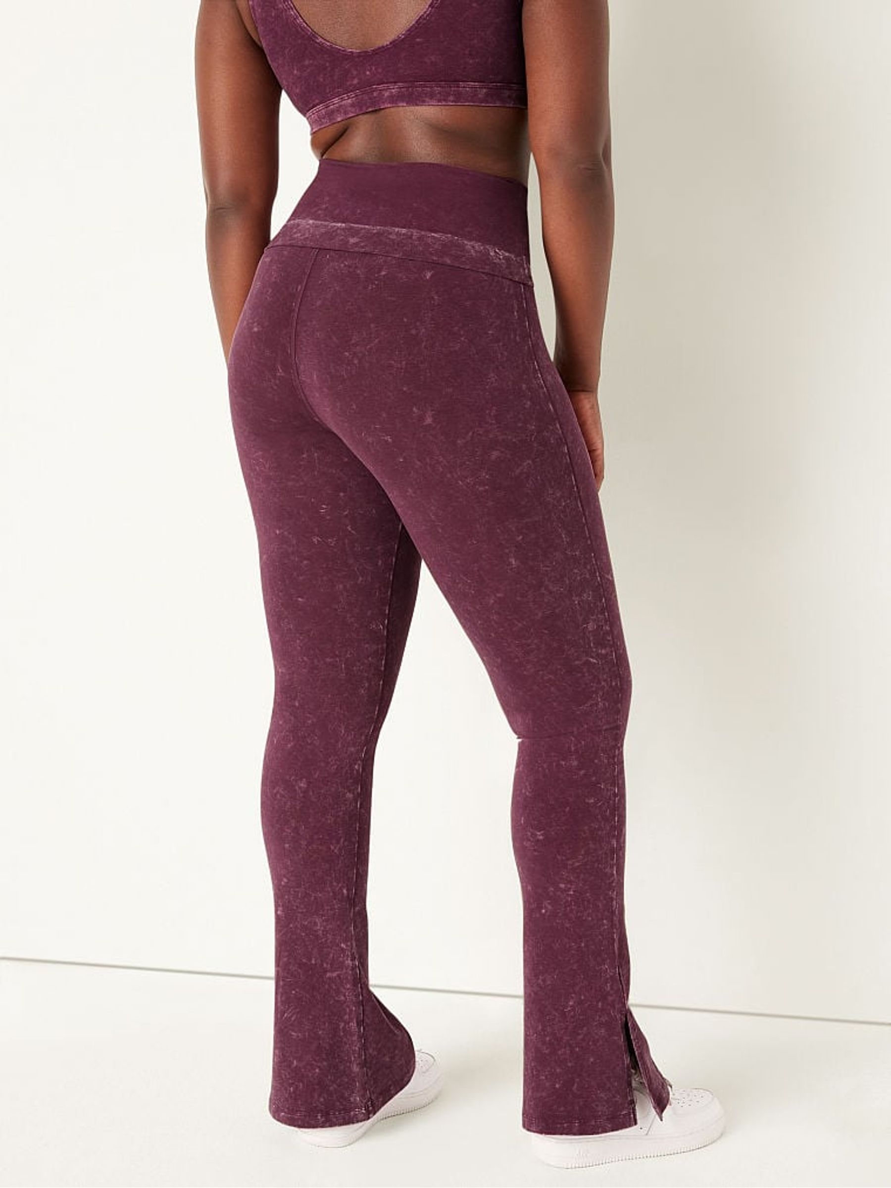 Rich Maroon Red Foldover Flare Legging - Image 2 of 4
