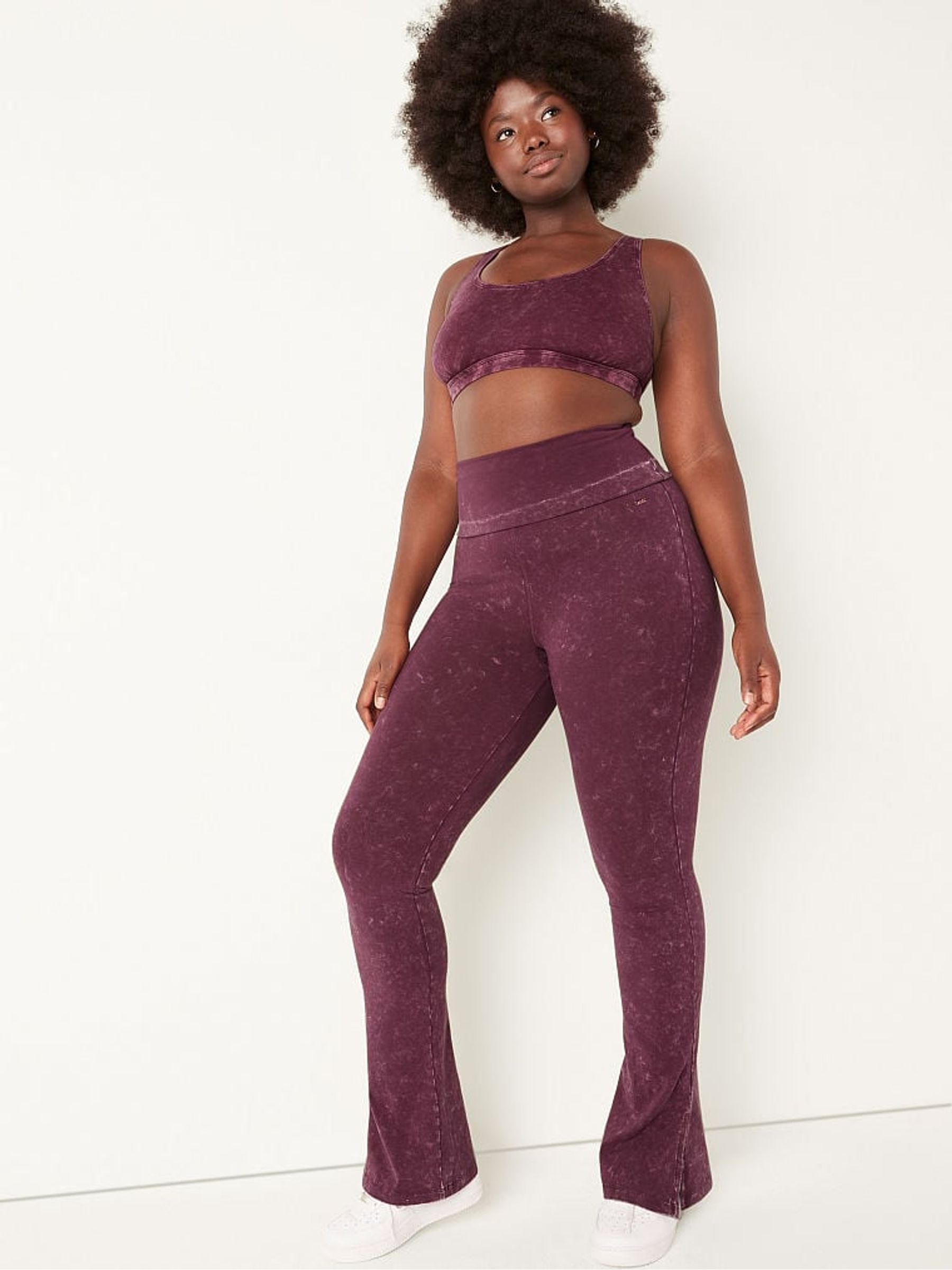 Rich Maroon Red Foldover Flare Legging - Image 3 of 4