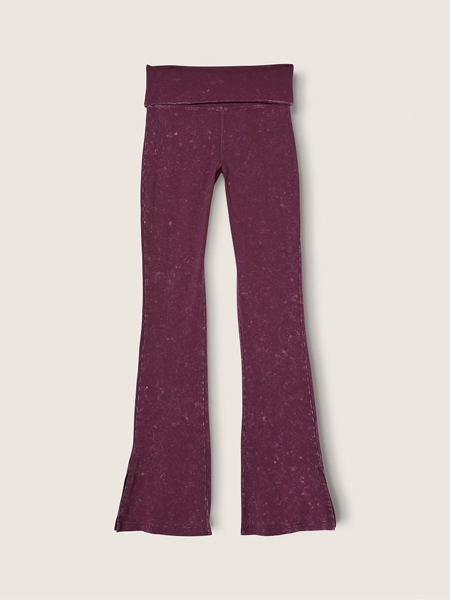Rich Maroon Red Foldover Flare Legging - Image 4 of 4