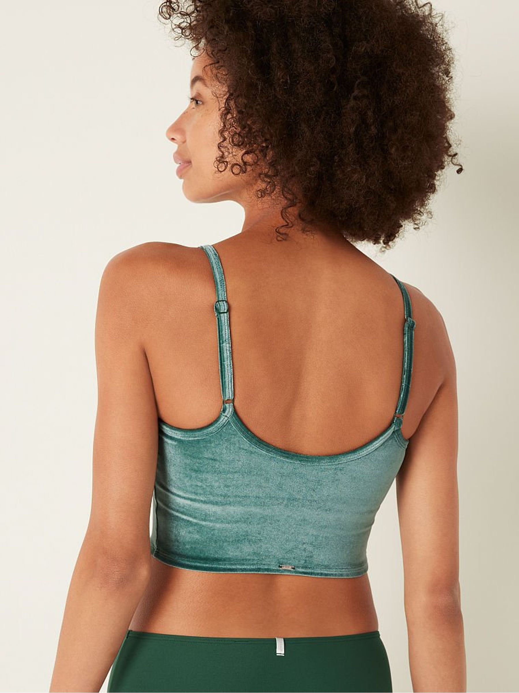 Satin Green Ultimate Velvet Lightly Lined Sports Bra - Image 2 of 5