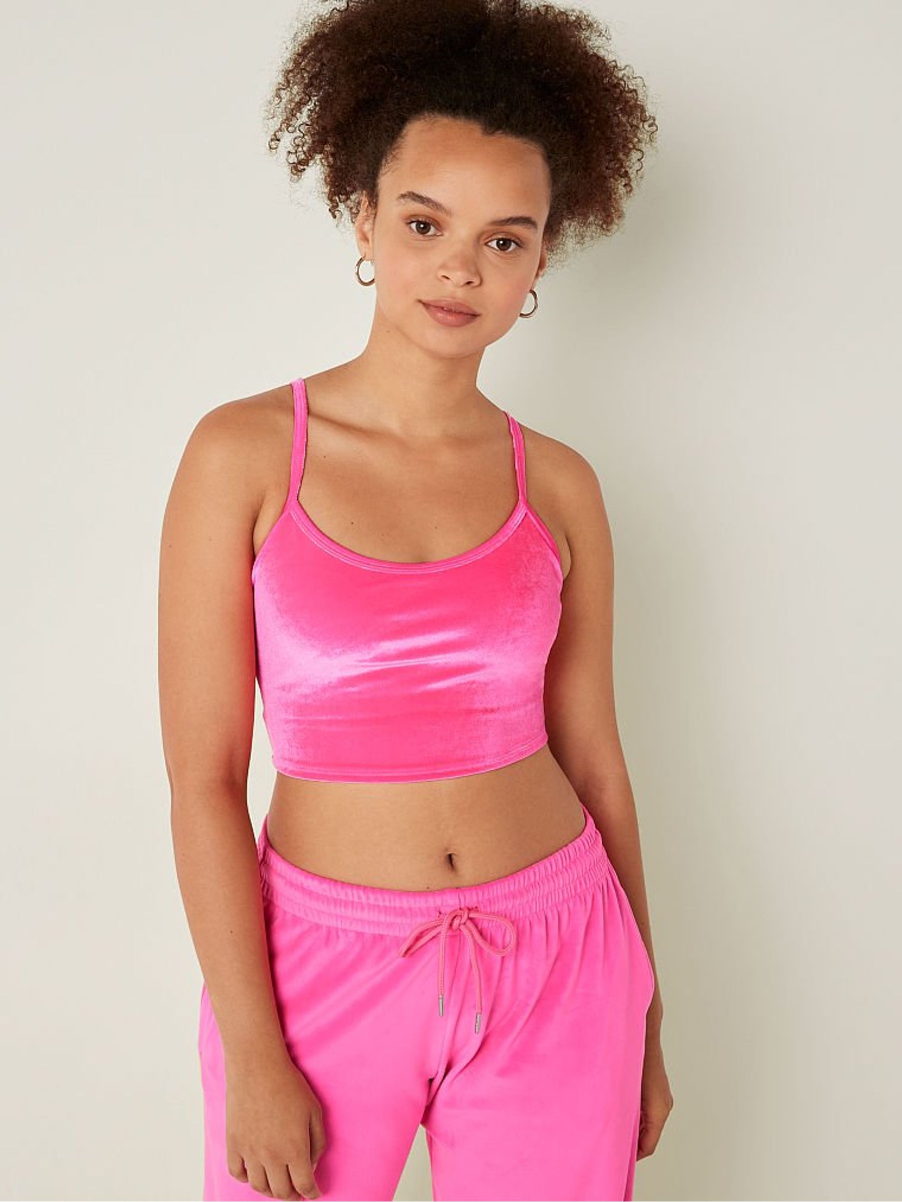 Atomic Pink Velvet Lightly Lined Sports Crop Bra - Image 1 of 4