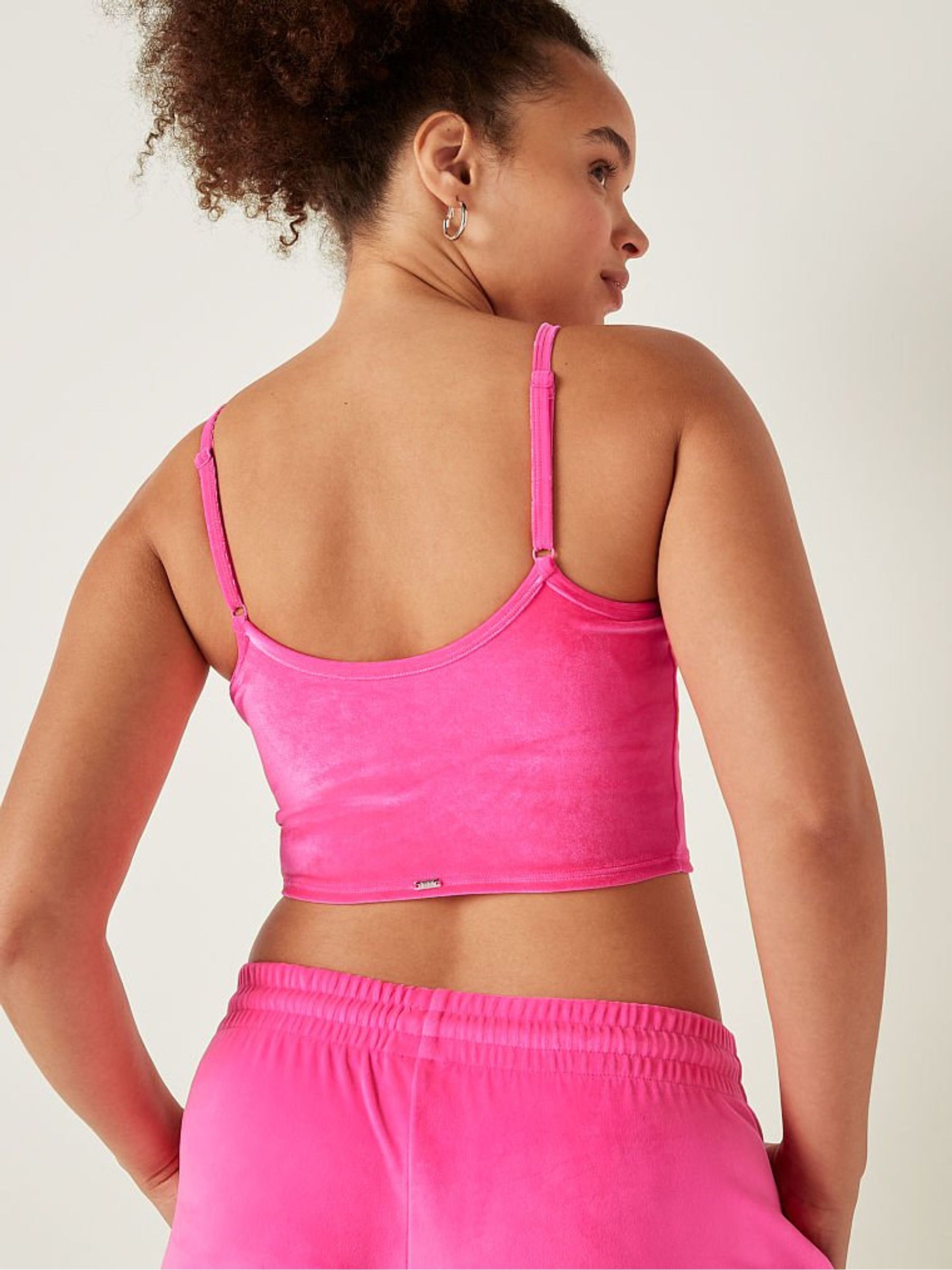 Atomic Pink Velvet Lightly Lined Sports Crop Bra - Image 2 of 4