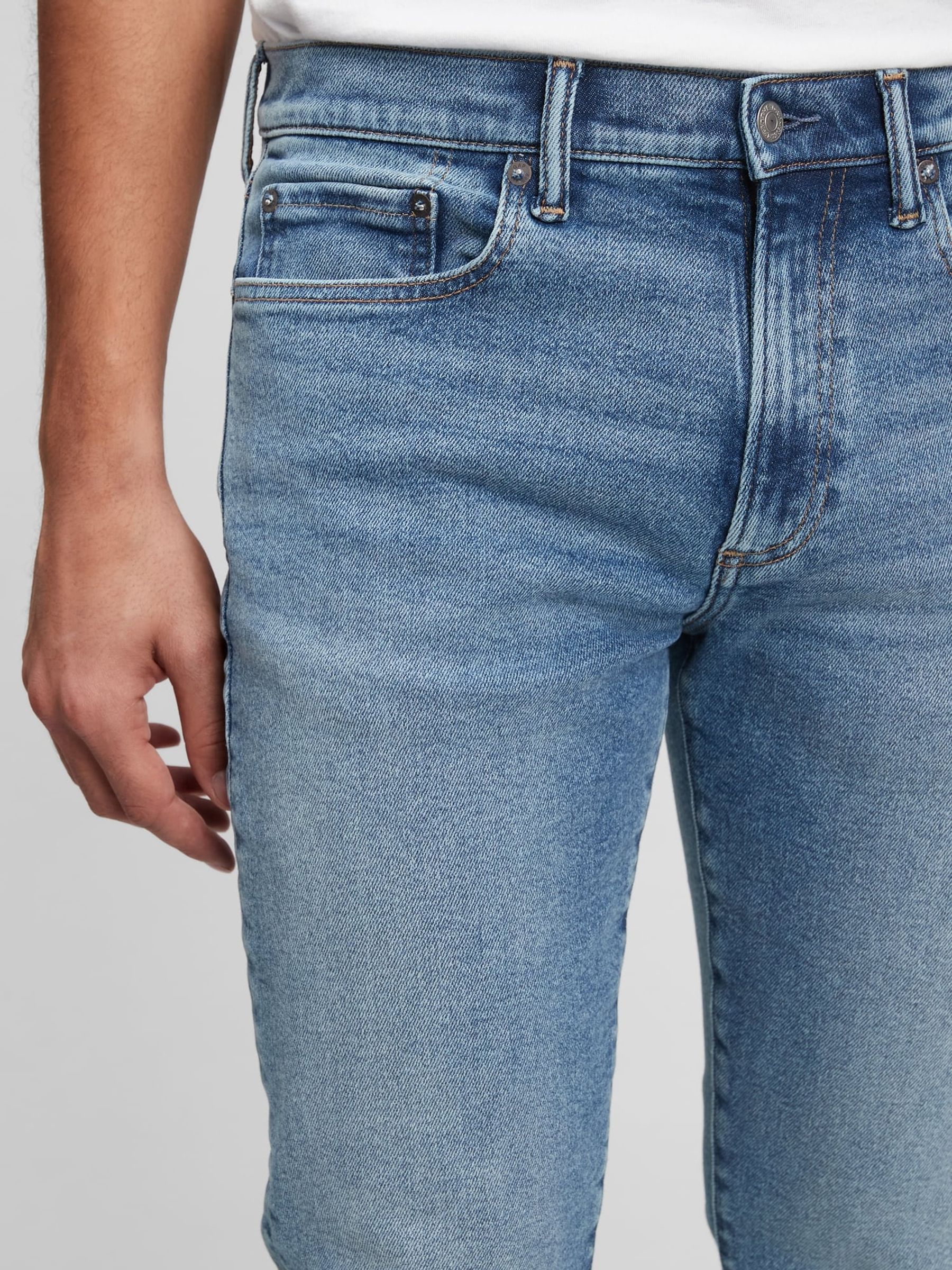 Light Wash Blue Skinny Comfort Stretch Jeans - Image 14 of 16