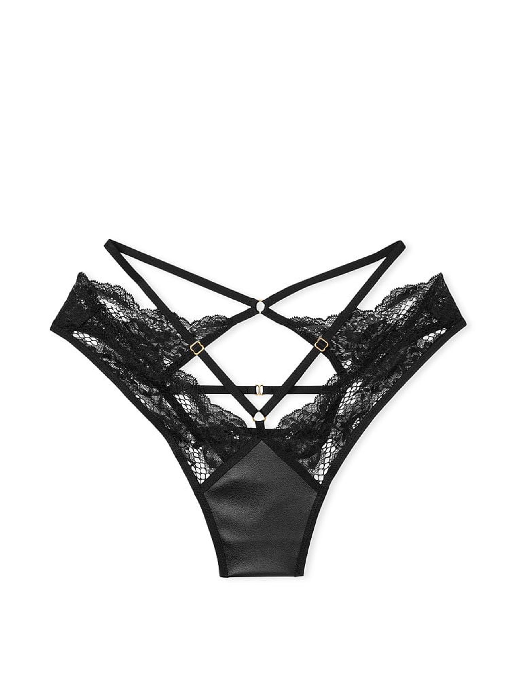 Black Strappy Open Brazilian Knickers - Image 3 of 4