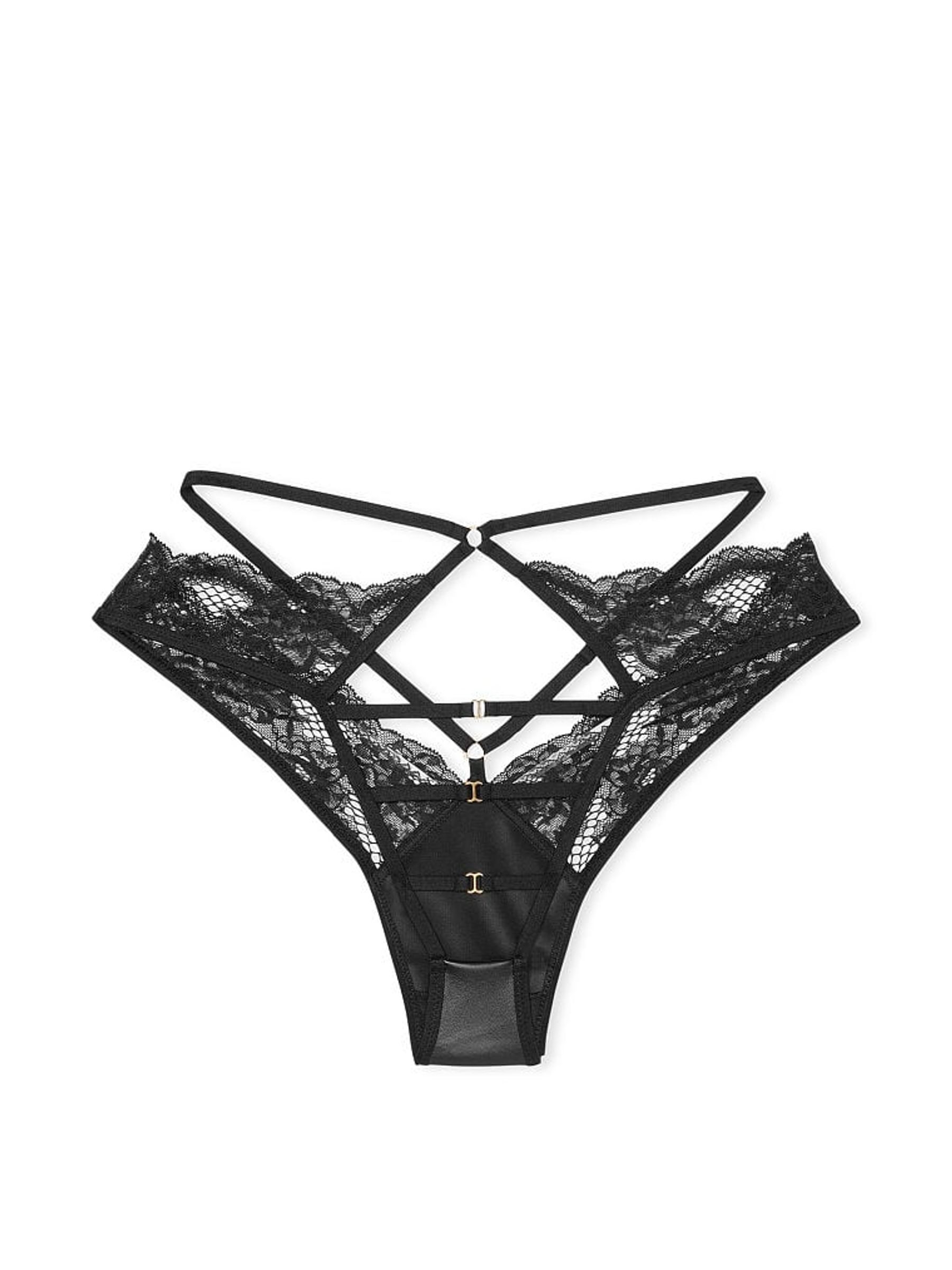 Black Strappy Open Brazilian Knickers - Image 4 of 4