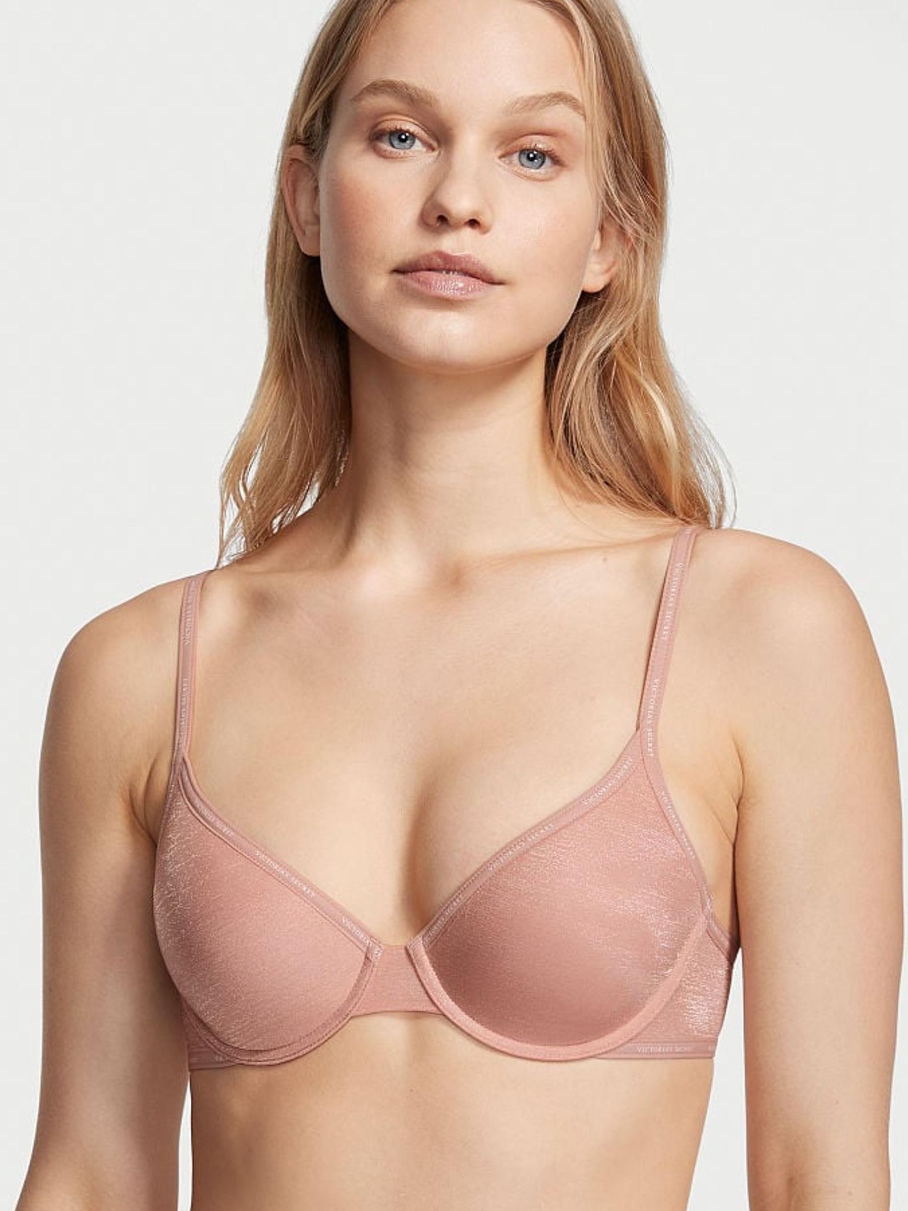 Demure Pink Demi Lightly Lined Logo Strap Full Cup Bra - Image 1 of 3