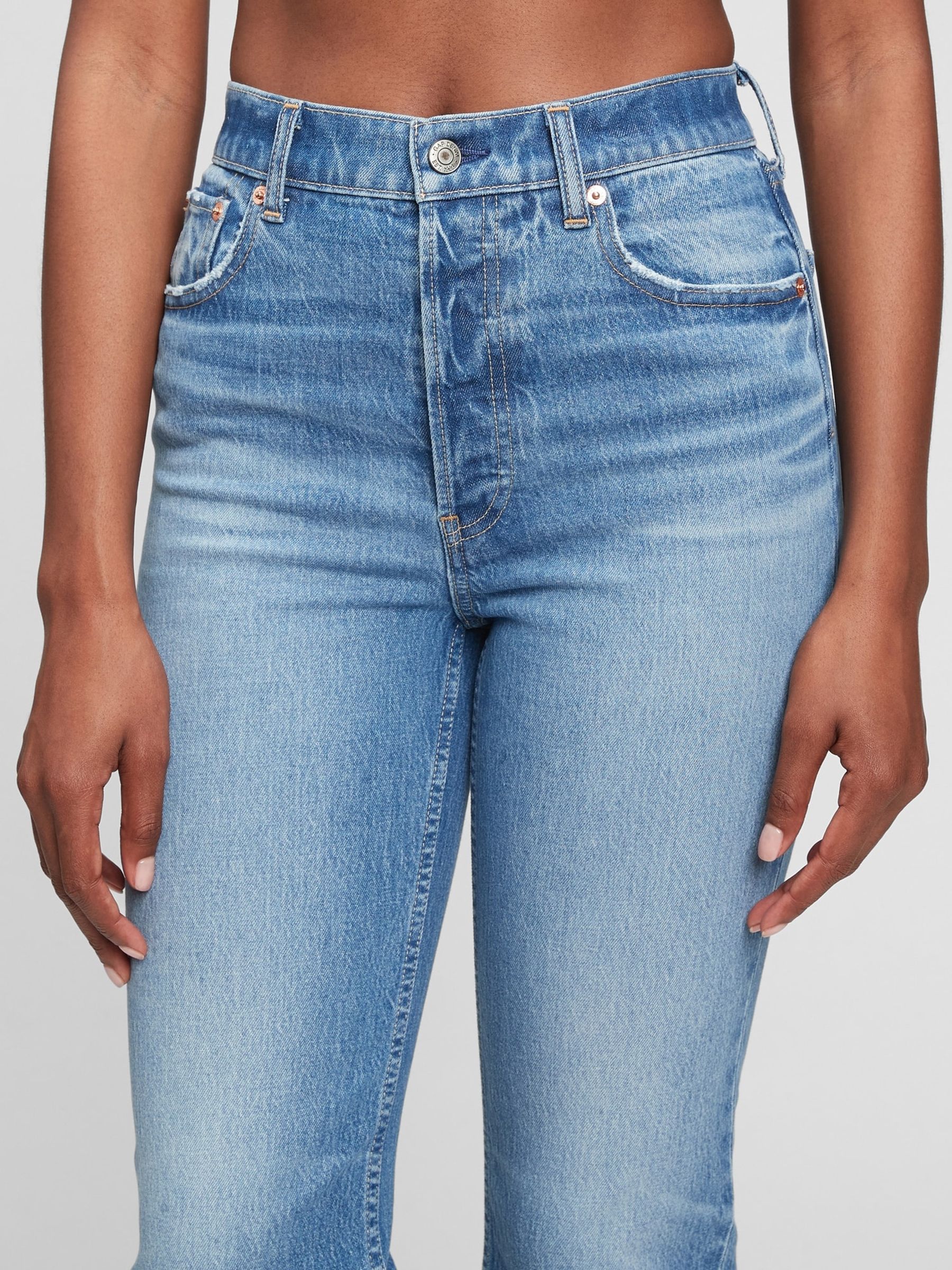 Light Wash Blue High Waisted Cheeky Straight Jeans - Image 8 of 10