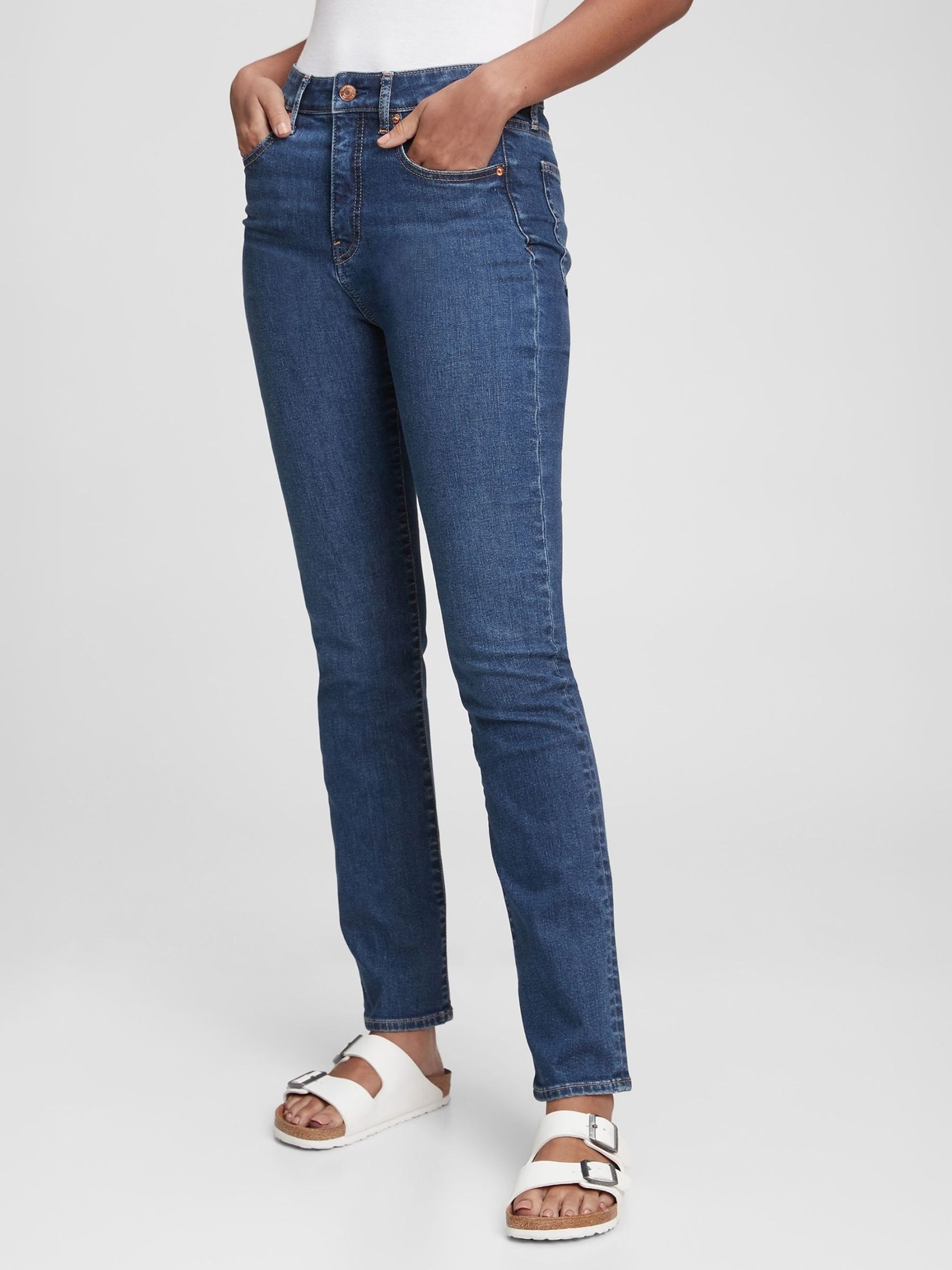 Gap Factory Gap High Waisted Straight Leg Jeans Gap Factory Mid