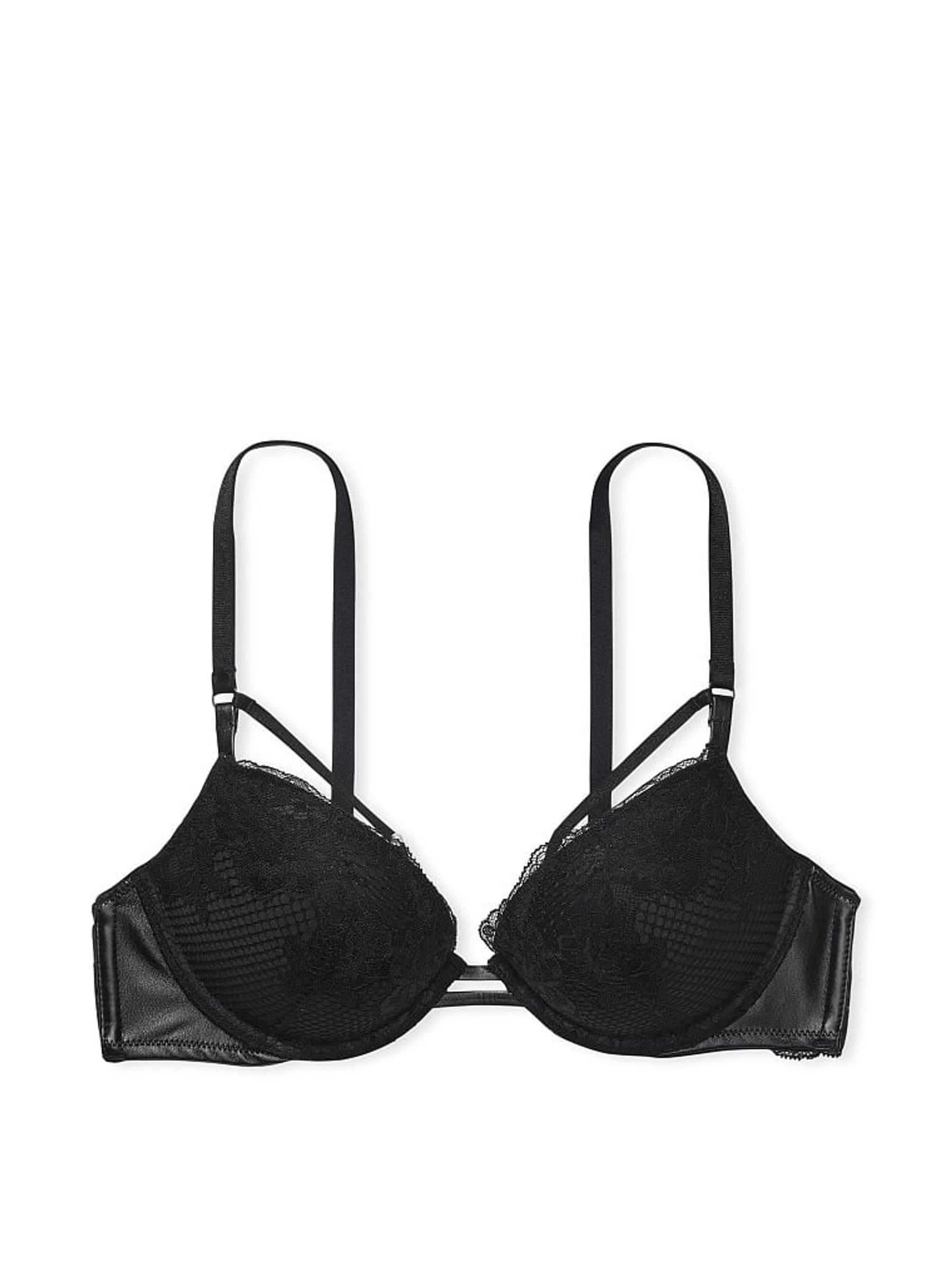 Black Push Up Strappy Fishnet Lace Bra - Image 3 of 3