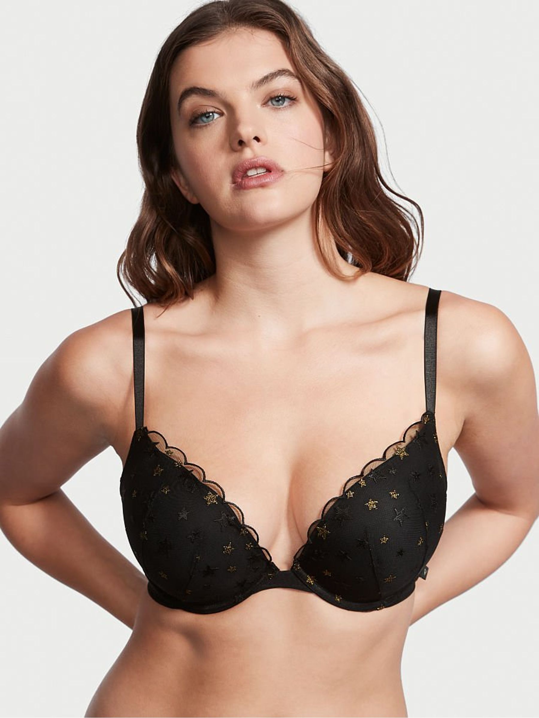 Black Sexy T-Shirt Push Up Bra - Image 1 of 3