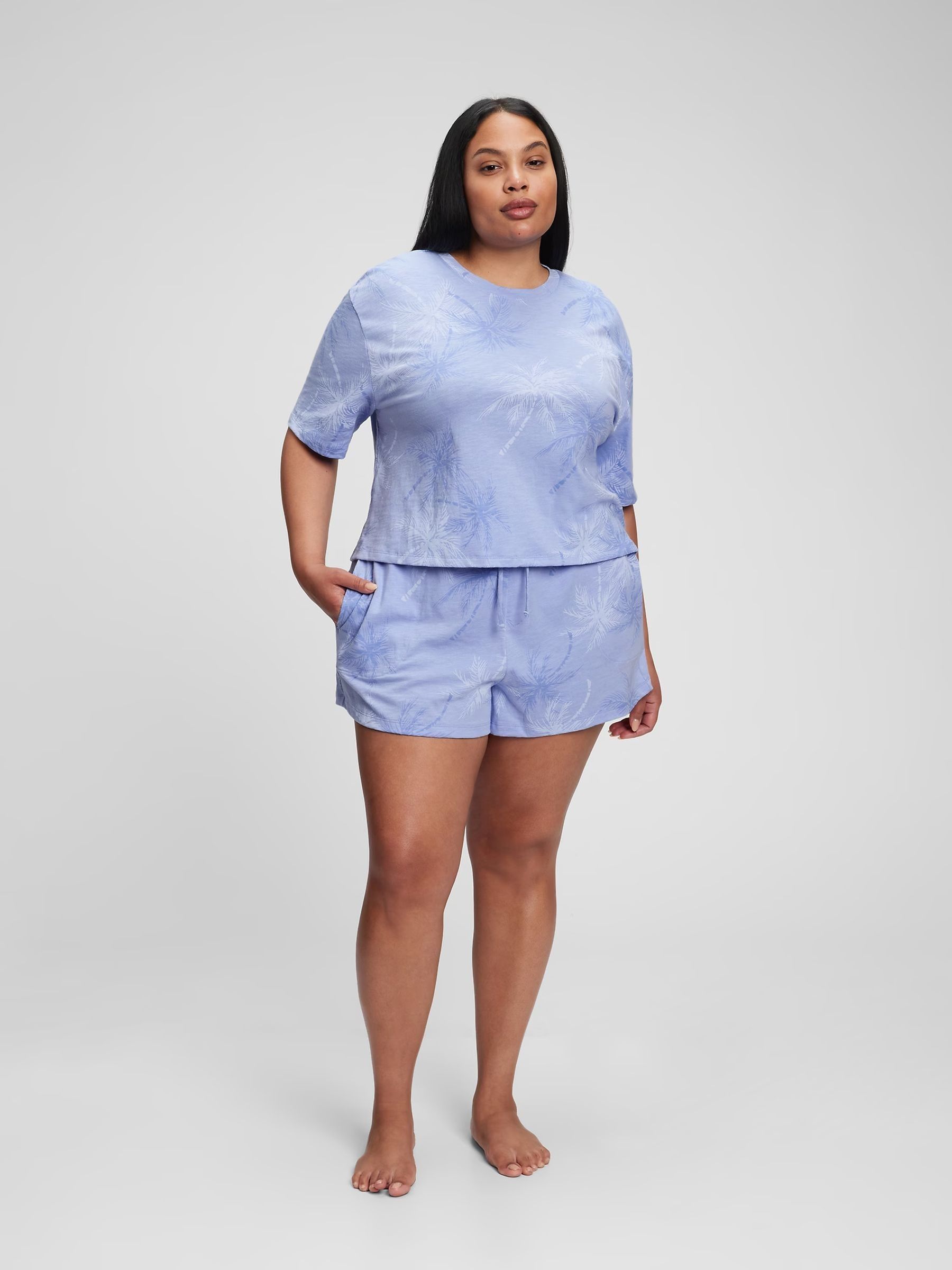 Blue Cotton Slub Jersey Pyjama Top - Image 1 of 1