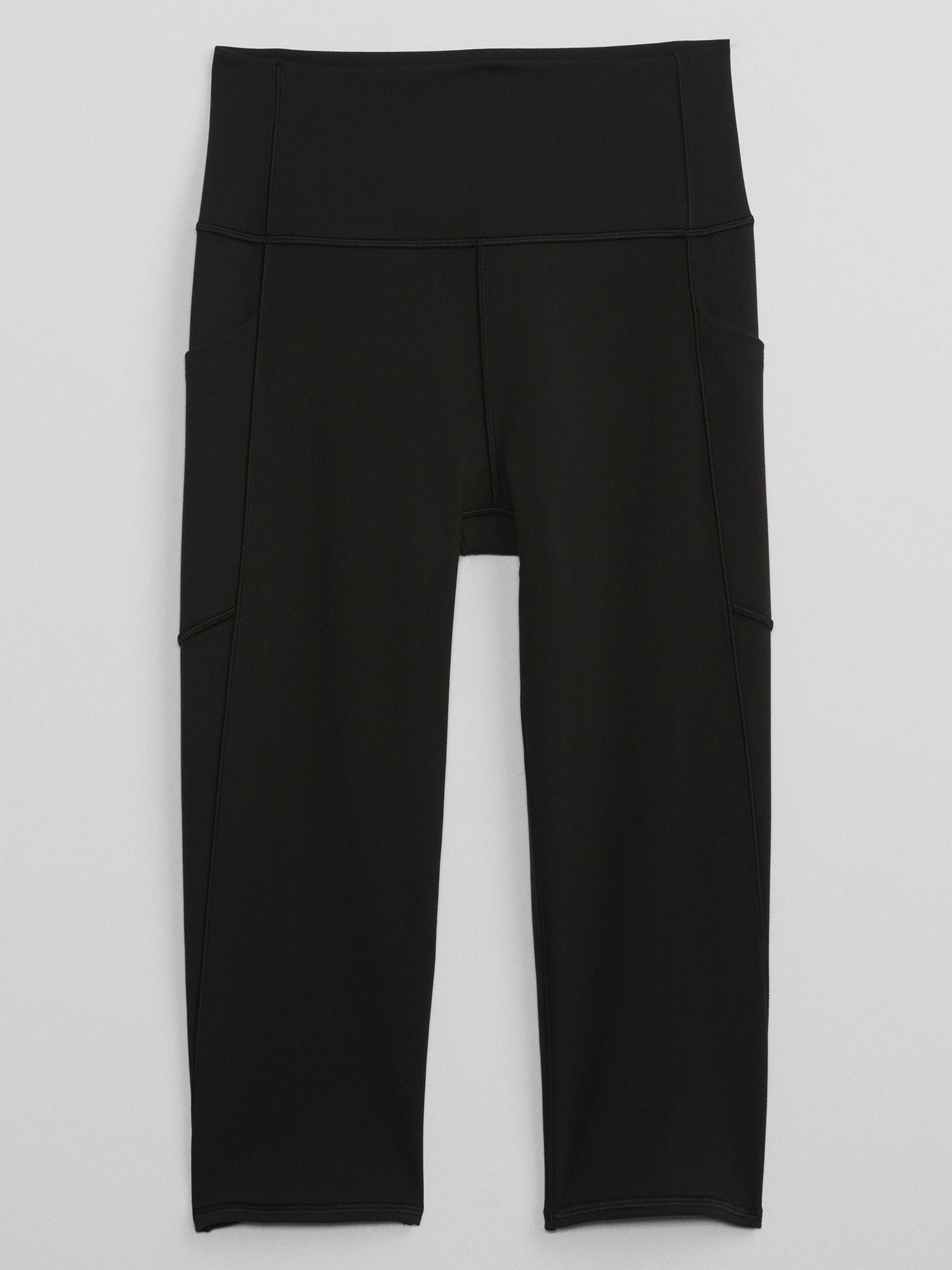 Black High Waisted Performance Cropped Leggings - Image 3 of 4