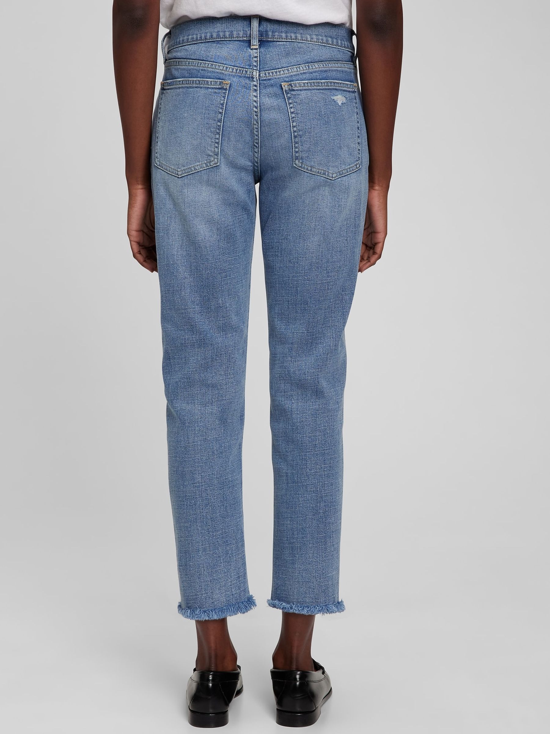 Mid Rise Rip Knee Girlfriend Jeans - Image 2 of 4
