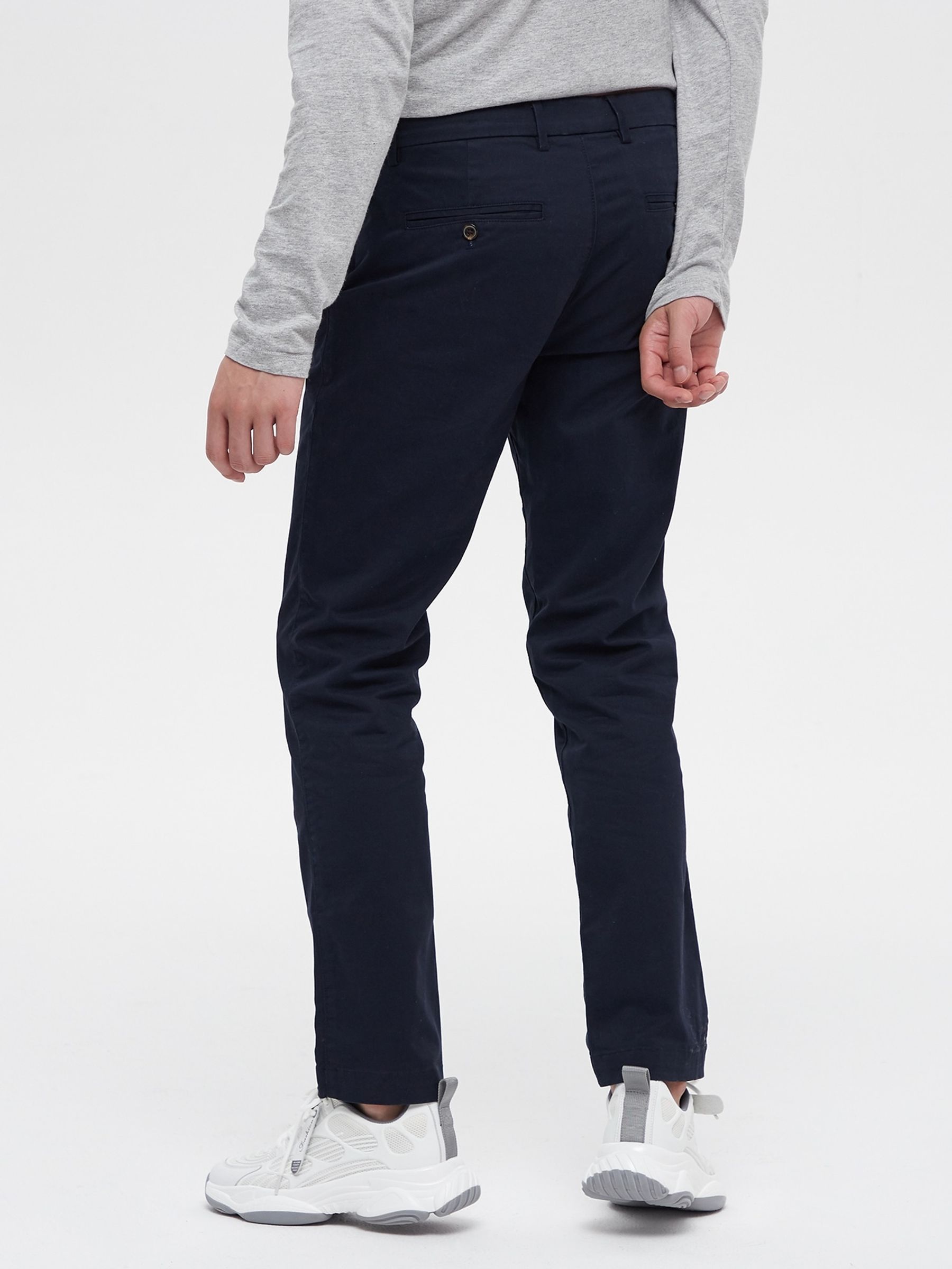 Navy Blue Slim Fit Stretch Essential Chino Trousers - Image 3 of 7