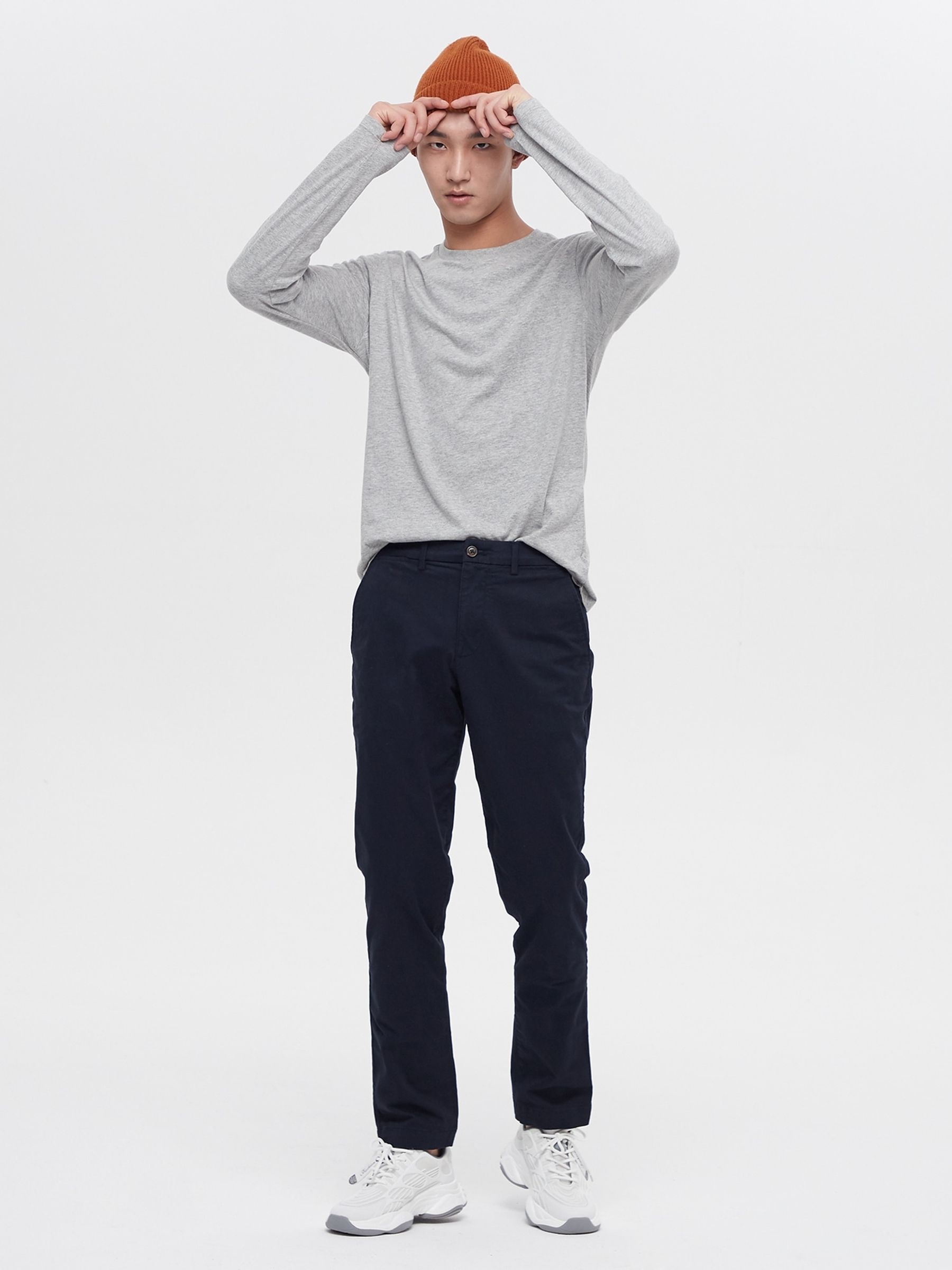 Navy Blue Slim Fit Stretch Essential Chino Trousers - Image 4 of 7