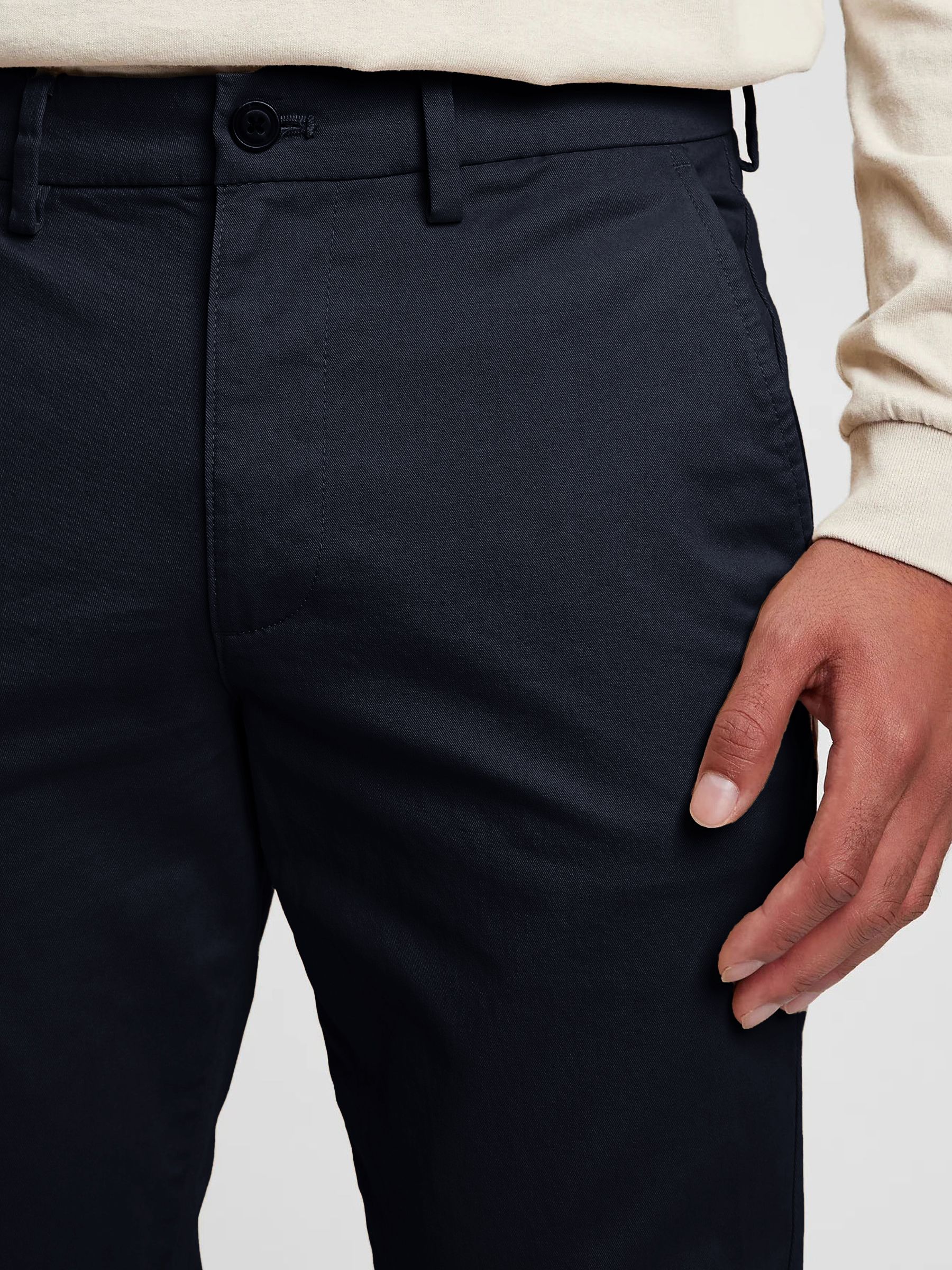 Navy Blue Slim Fit Stretch Essential Chino Trousers - Image 6 of 7