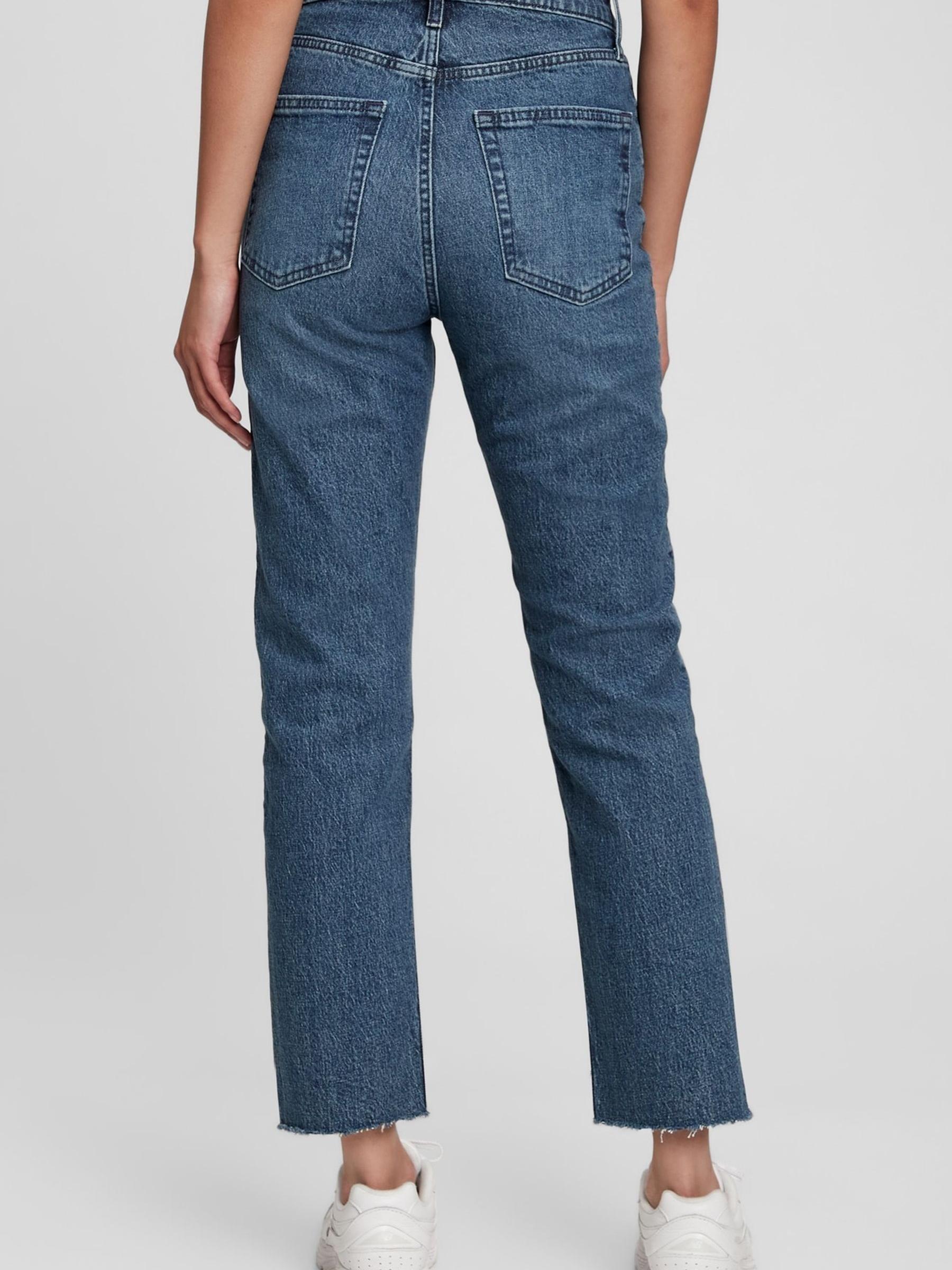 Dark Wash Blue High Waisted Cheeky Straight Jeans - Image 2 of 3