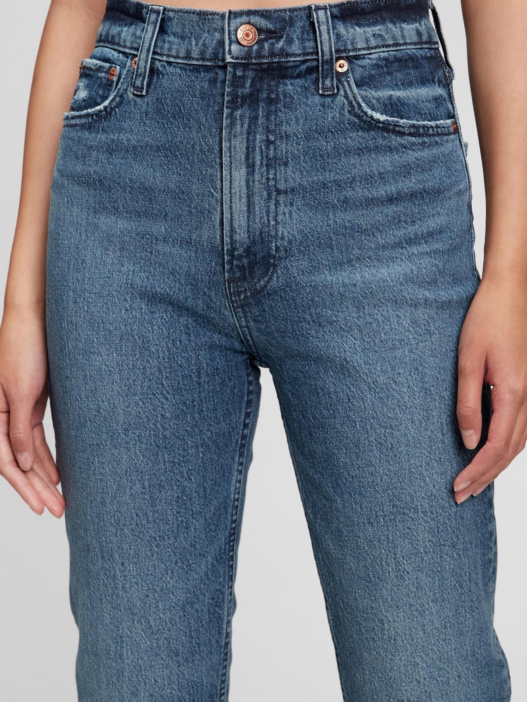 Dark Wash Blue High Waisted Cheeky Straight Jeans - Image 3 of 3