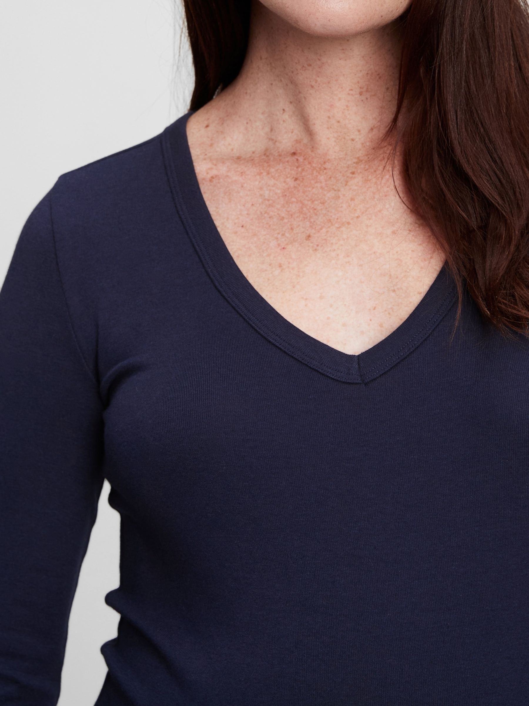 Navy Blue Maternity Modern Long Sleve V-Neck T-Shirt - Image 4 of 4