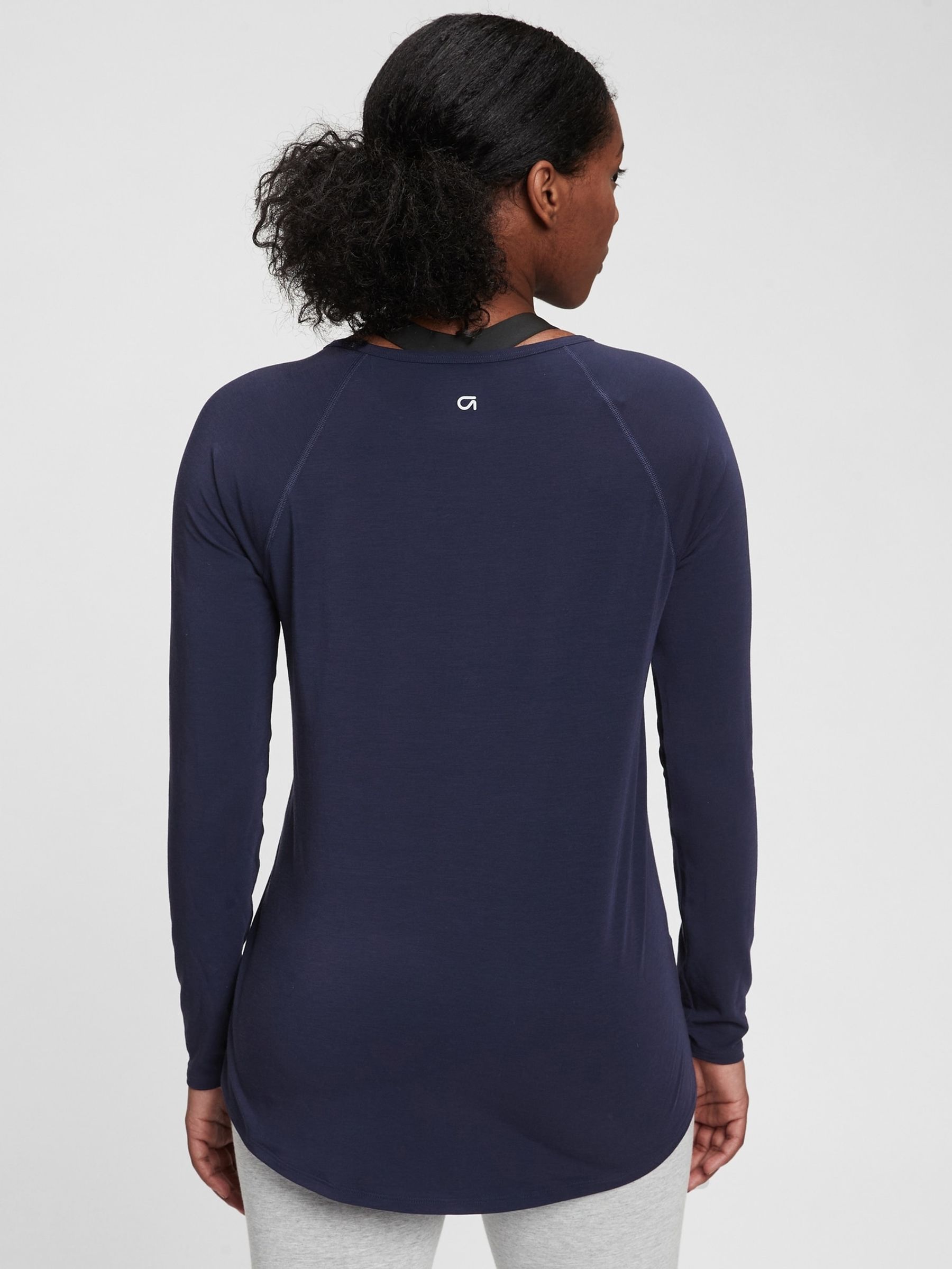 Navy Blue Maternity Breathable Long Sleeve Crew Neck T-Shirt - Image 2 of 4