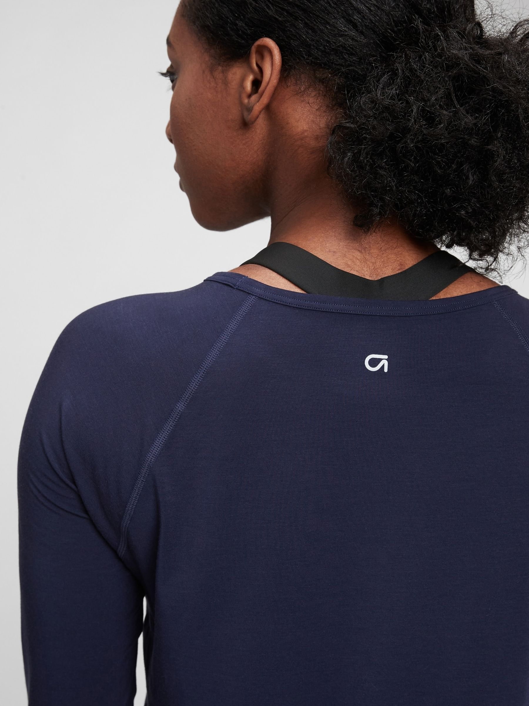 Navy Blue Maternity Breathable Long Sleeve Crew Neck T-Shirt - Image 4 of 4