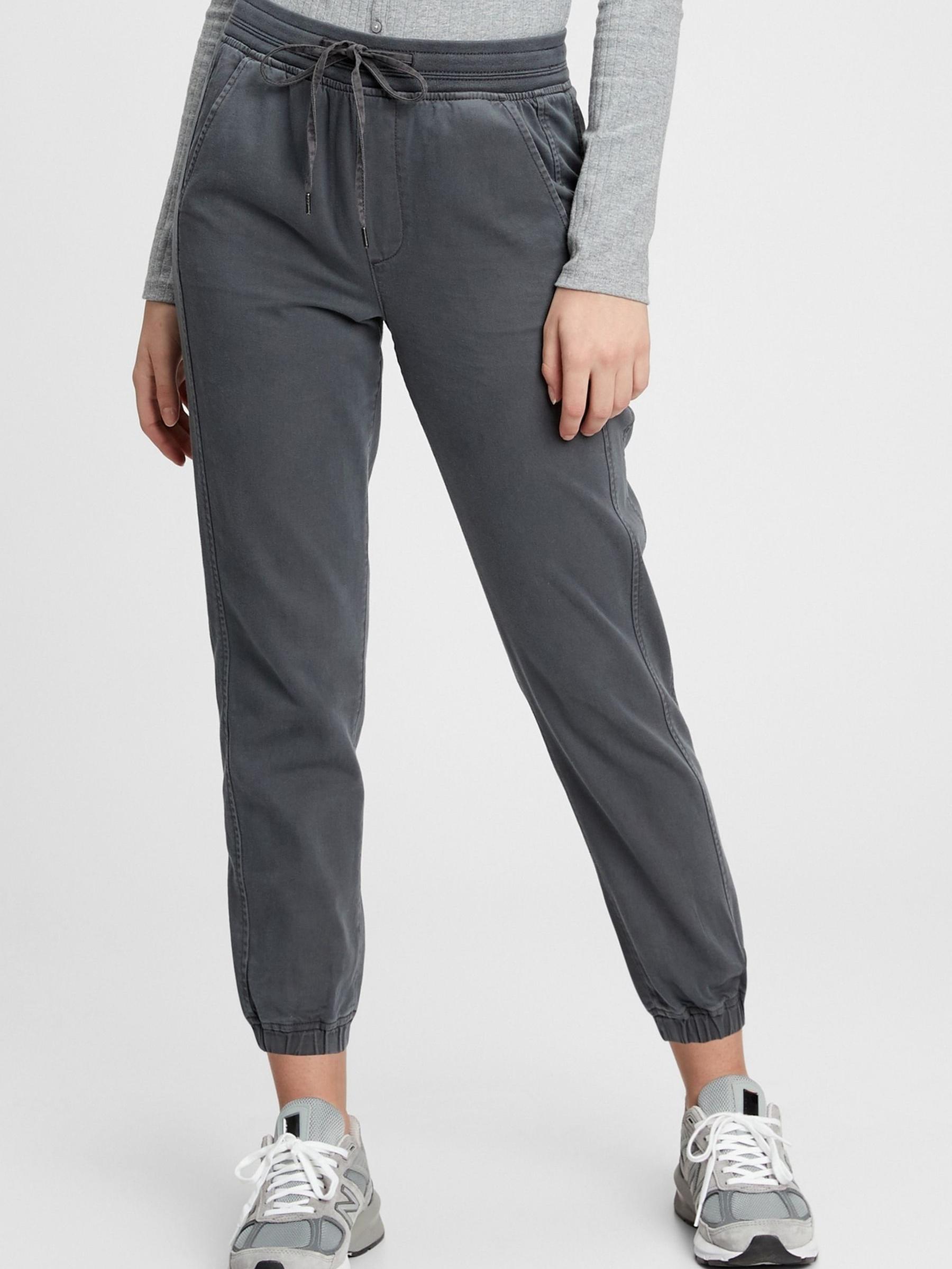 Grey Ribbed Pull-On Joggers - Image 1 of 4