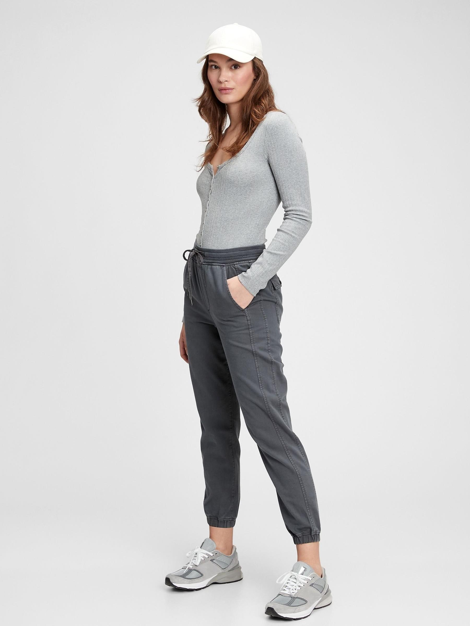 Grey Ribbed Pull-On Joggers - Image 2 of 4