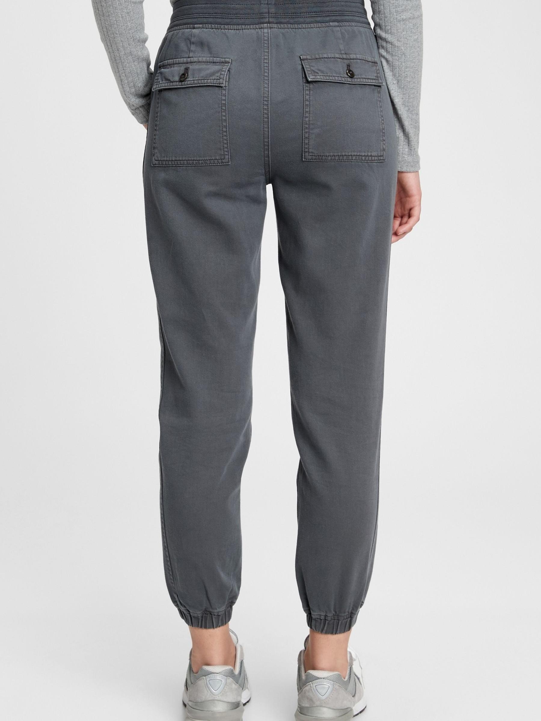 Grey Ribbed Pull-On Joggers - Image 3 of 4
