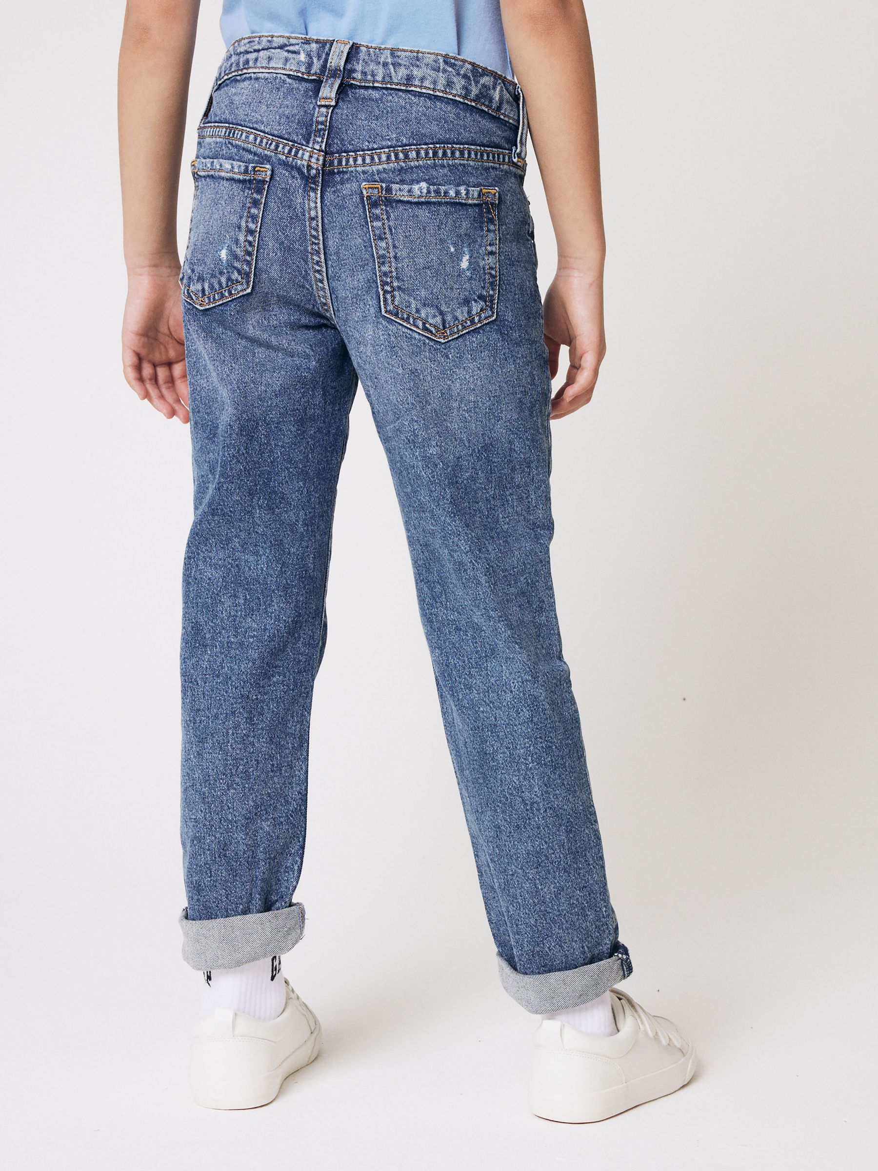Mid Wash Blue Distressed Girlfriend Jeans (5-16yrs) - Image 3 of 9