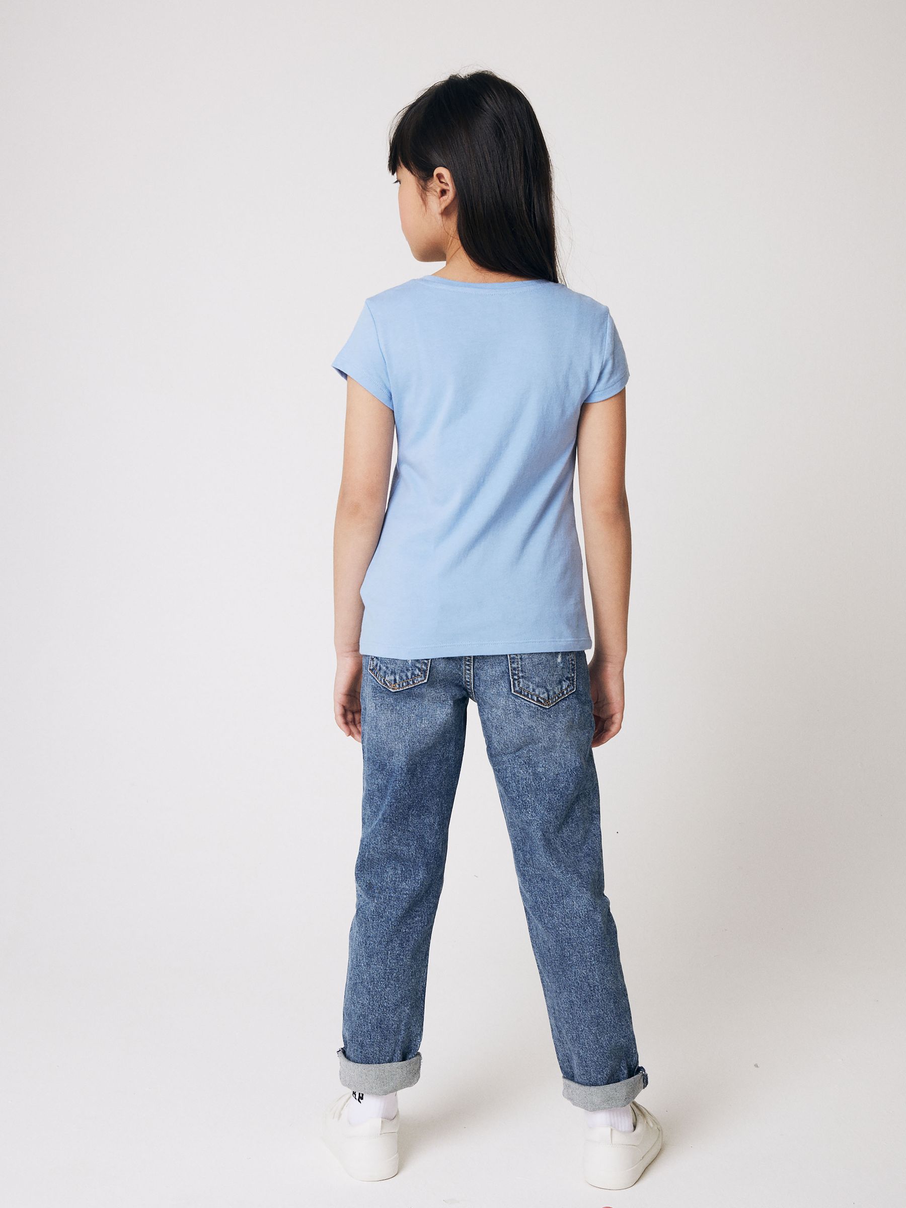 Mid Wash Blue Distressed Girlfriend Jeans (5-16yrs) - Image 5 of 9