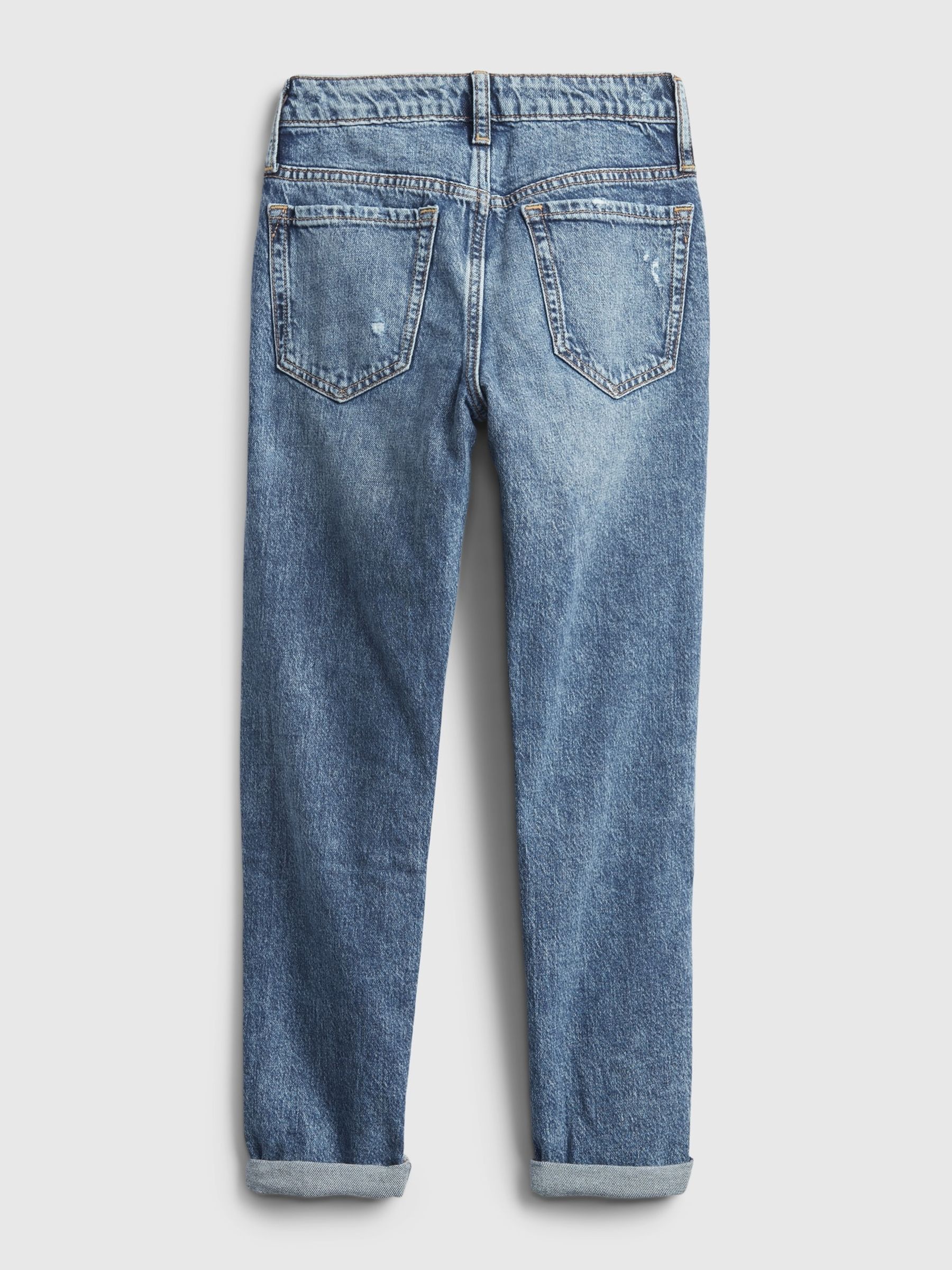 Mid Wash Blue Distressed Girlfriend Jeans (5-16yrs) - Image 7 of 9