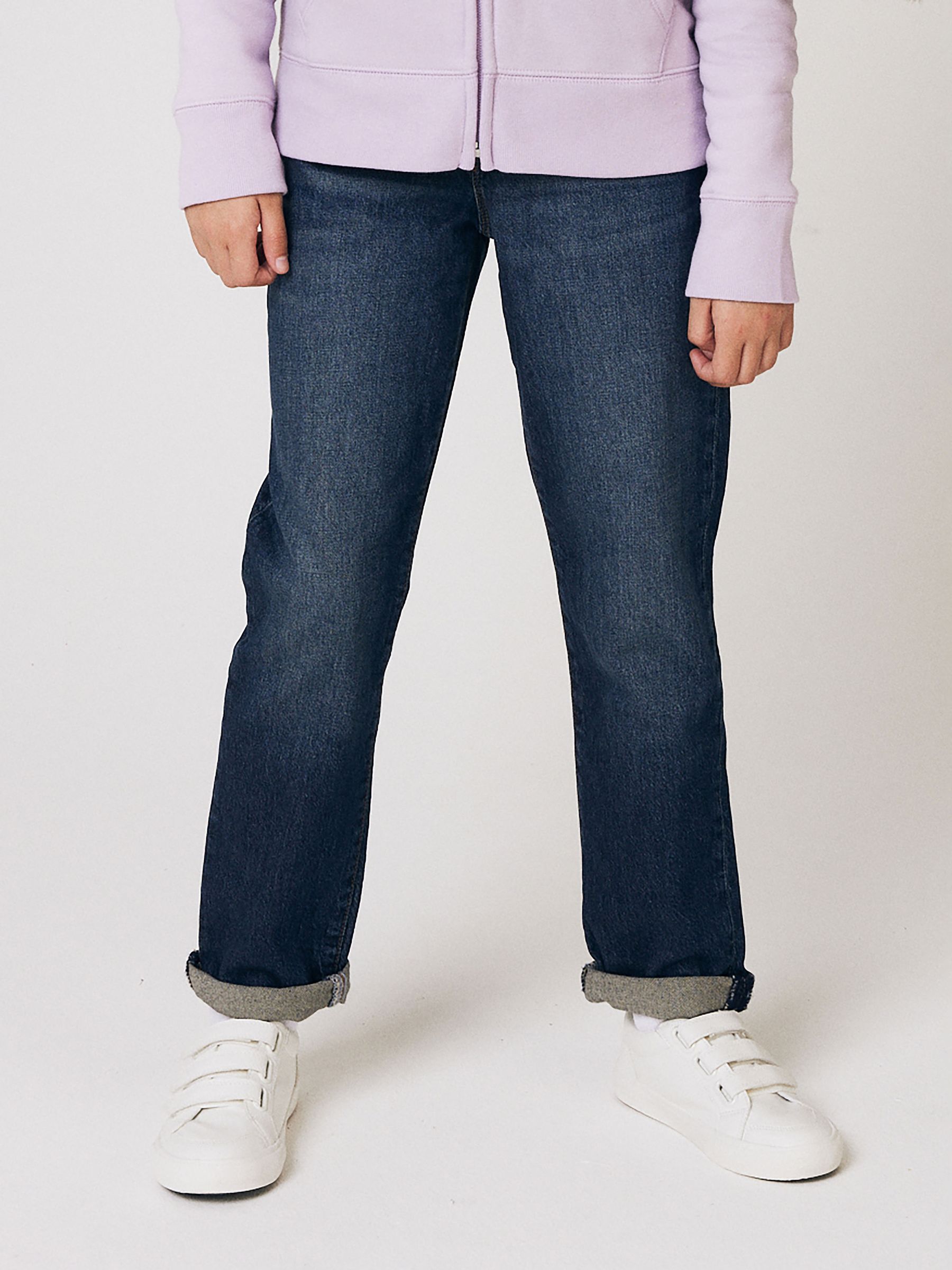 Dark Wash Blue Mid Rise Stretch Girlfriend Jeans (4-16yrs) - Image 2 of 11
