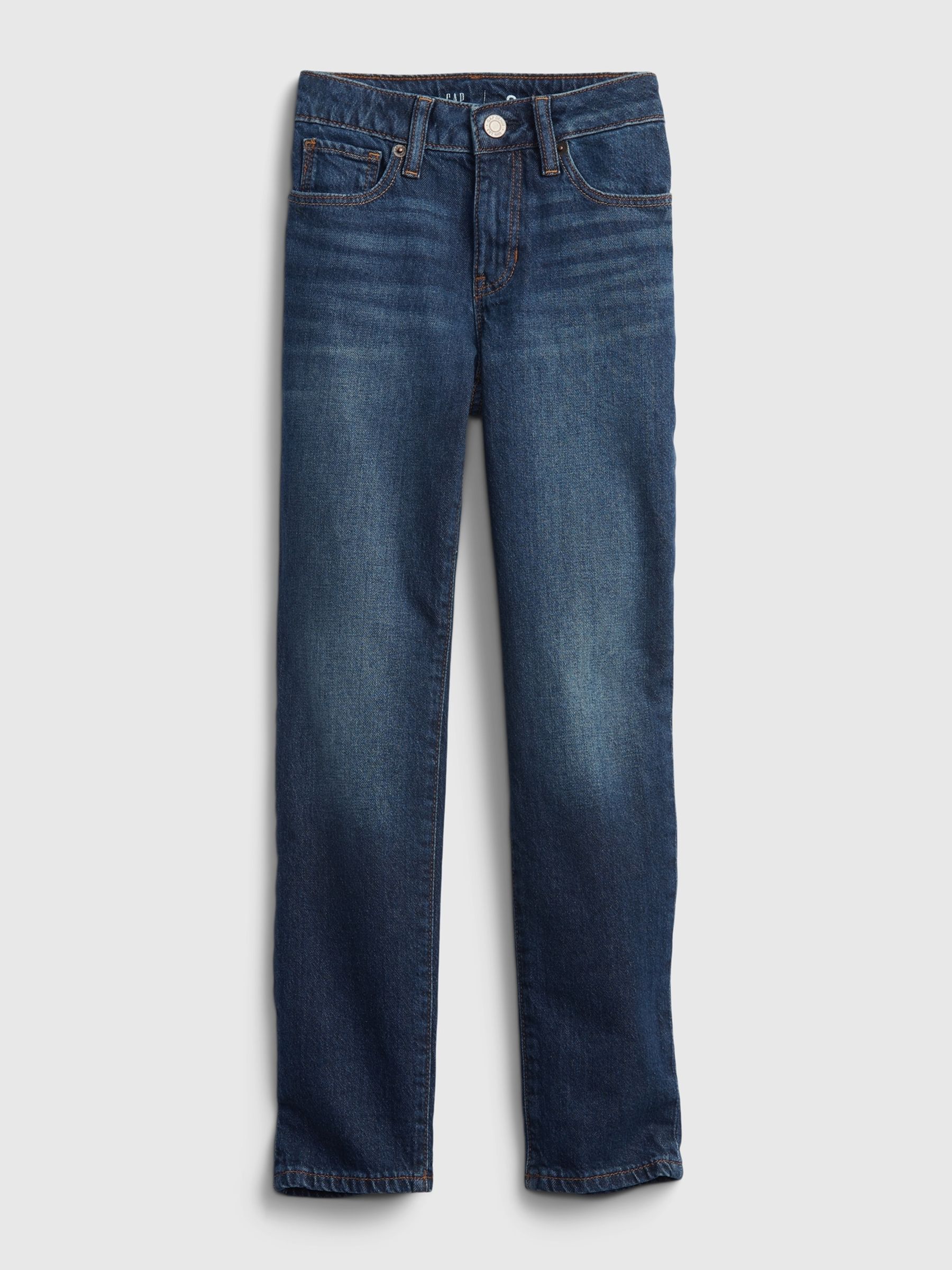 Dark Wash Blue Mid Rise Stretch Girlfriend Jeans (4-16yrs) - Image 8 of 11