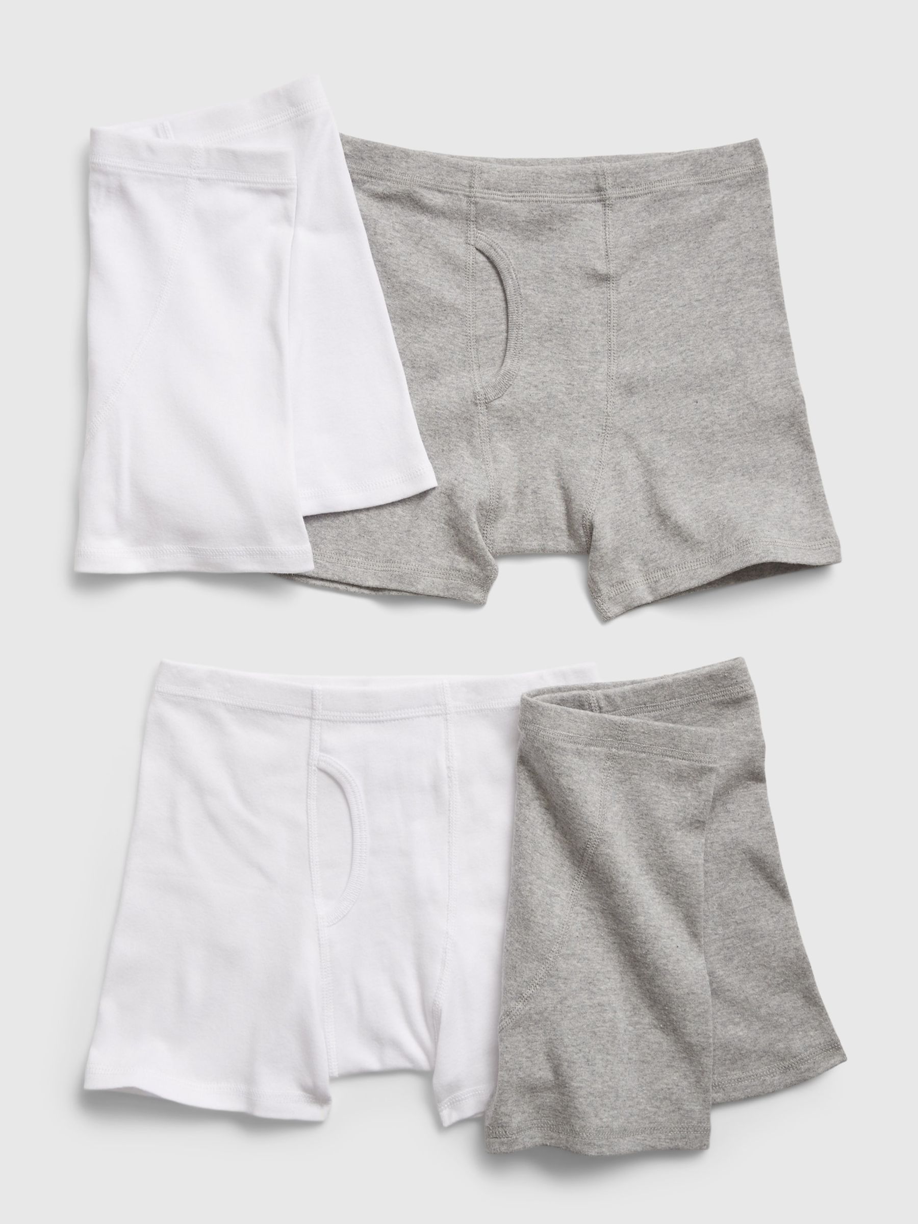 Grey/White Kids Organic Cotton 4 Pack Boxer Briefs (4-13yrs) - Image 1 of 2
