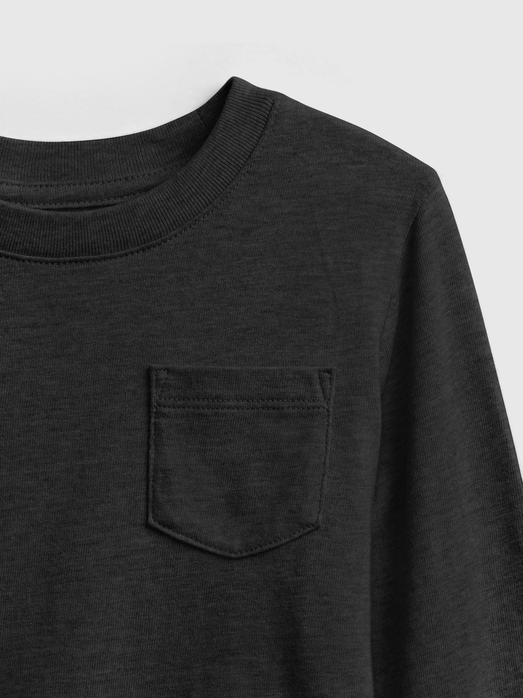 Black Long Sleeve Crew Neck Pocket T-Shirt (12mths-5yrs) - Image 2 of 3