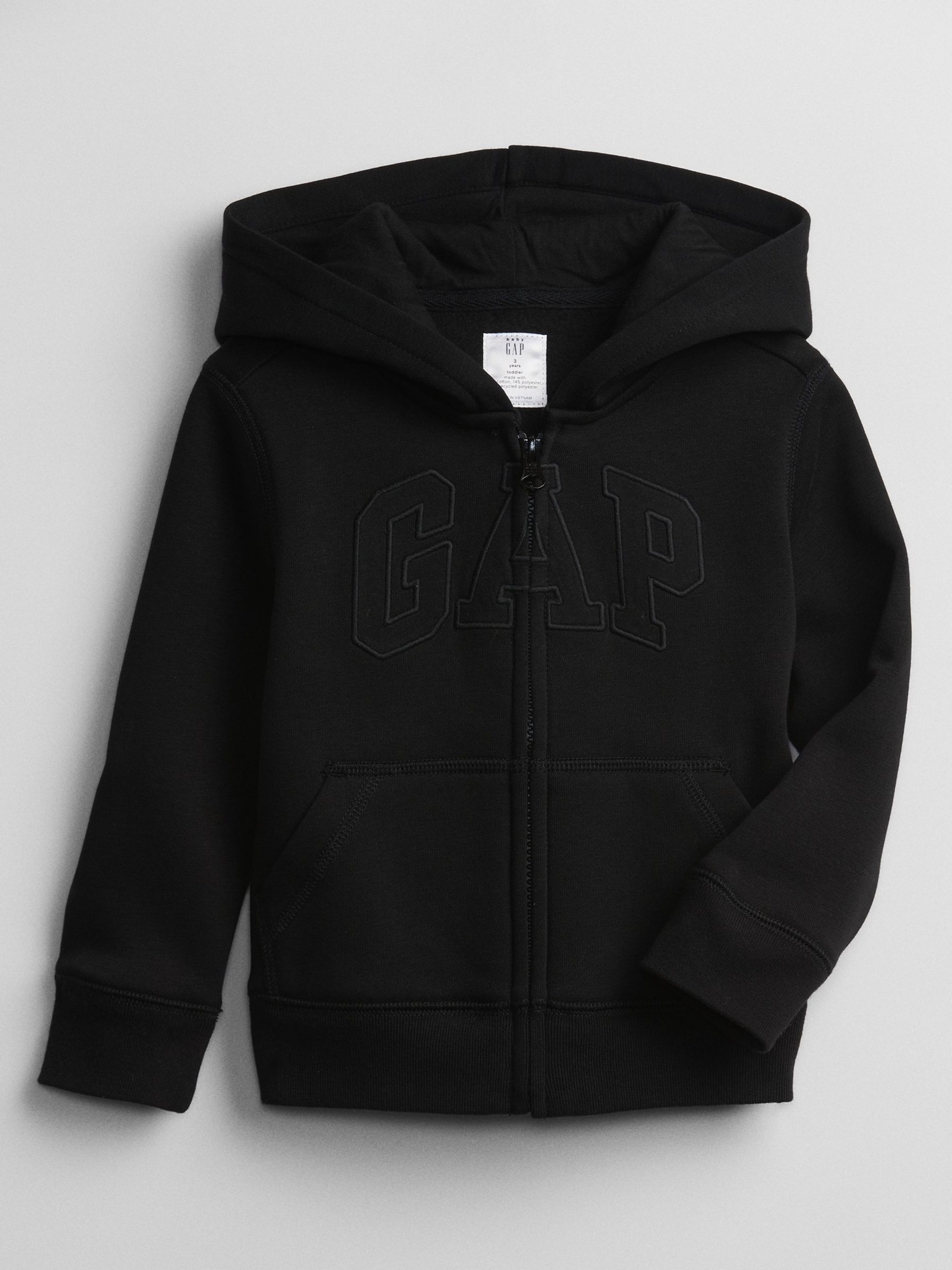 Black Zip Up Logo Fleece-Lined Hoodie (6mths-5yrs) - Image 1 of 1