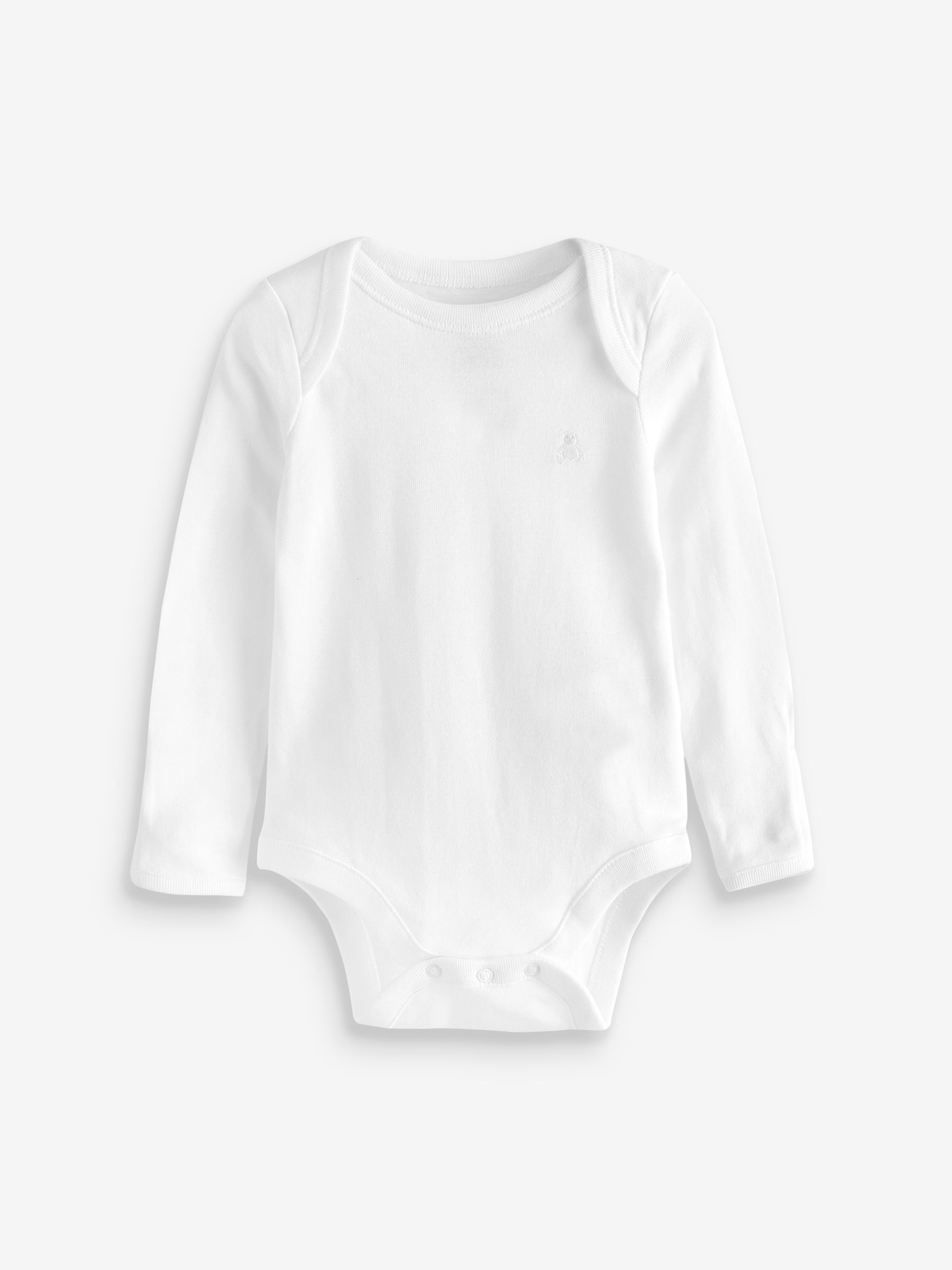 White 3 Pack Long Sleeve Baby Bodysuits - Image 2 of 2