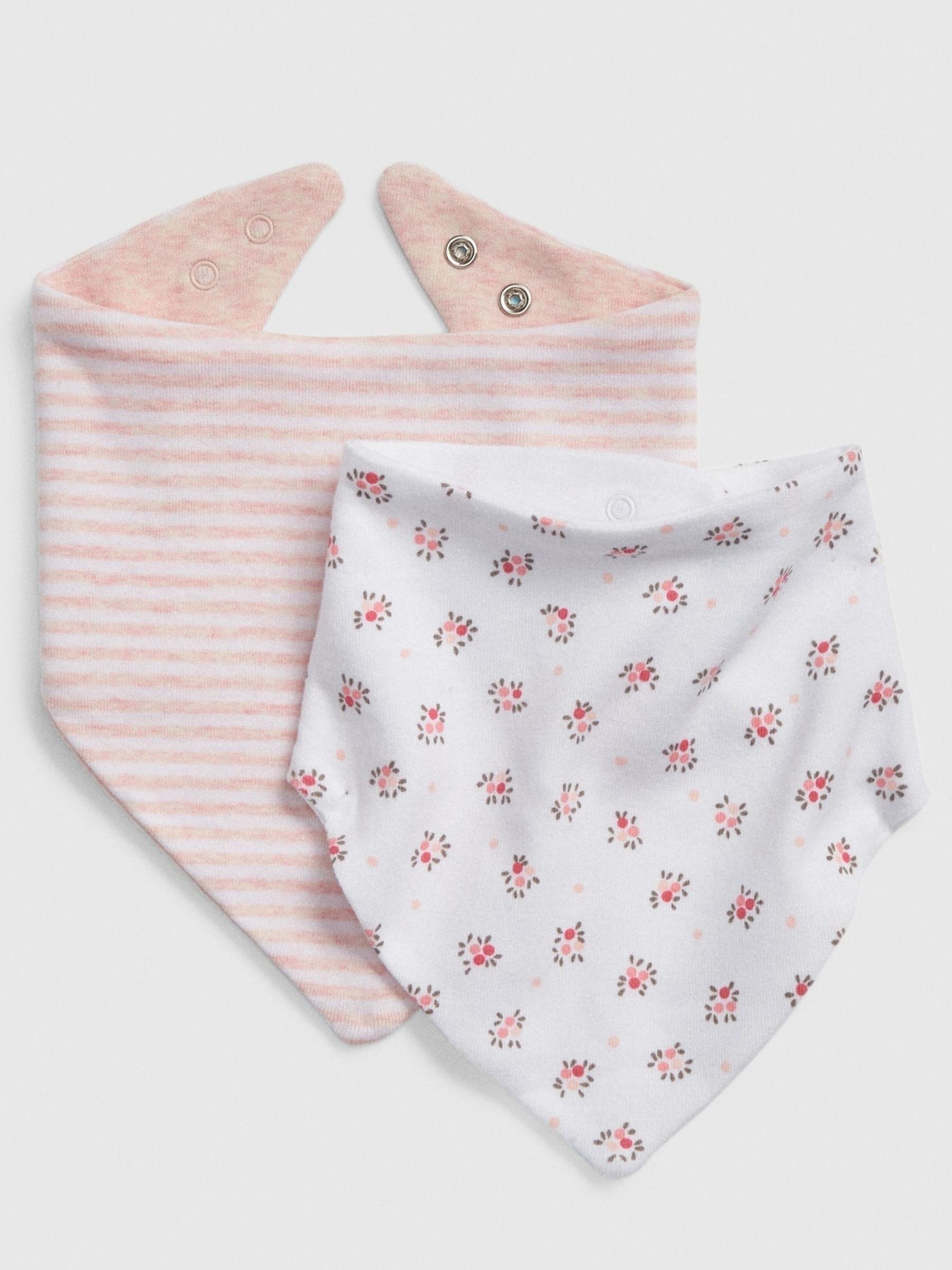 White & Pink 2-Pack Bandanna Baby Bibs - Image 2 of 5