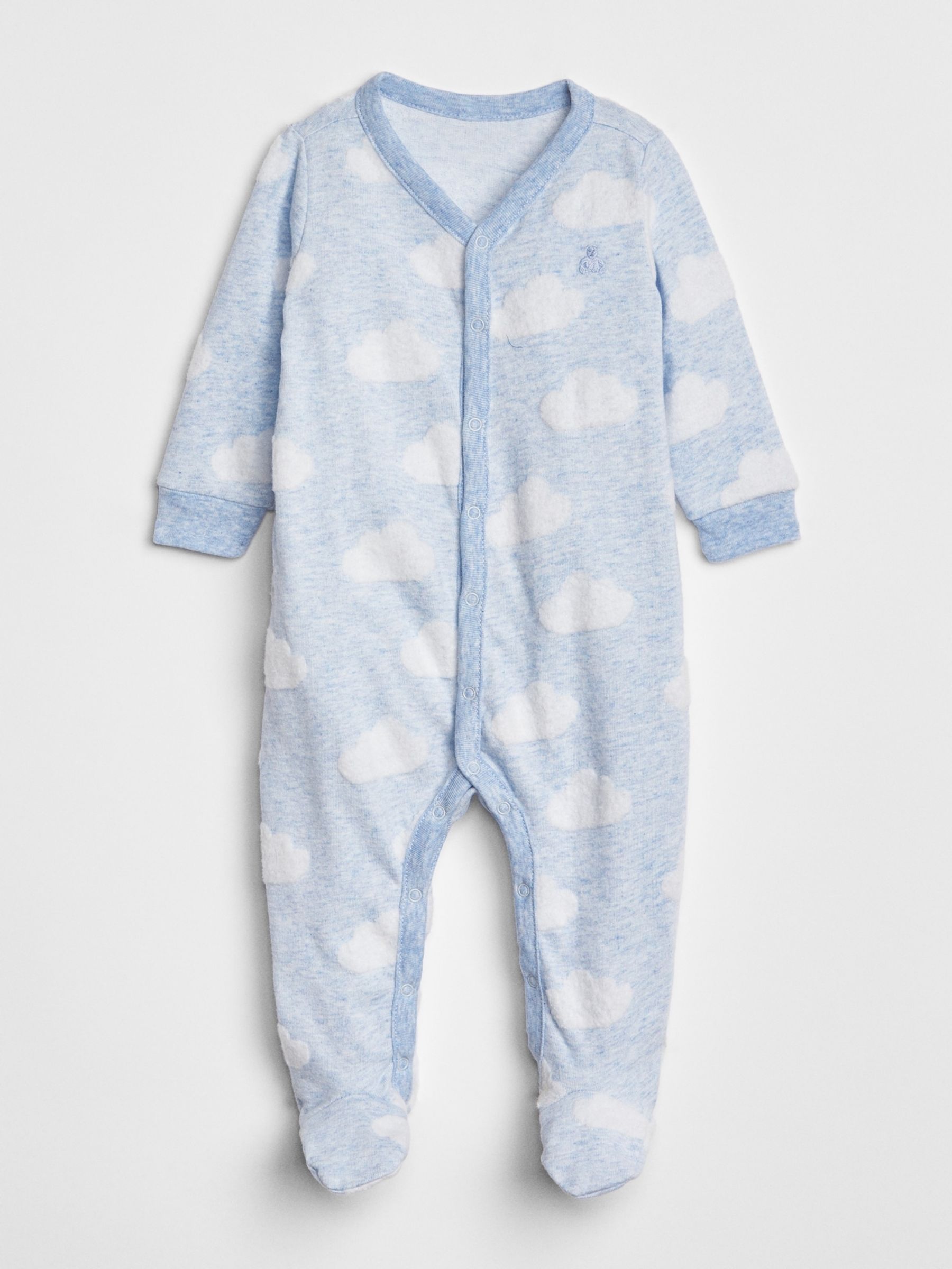 Blue Heart Long Sleeve Baby Sleepsuit - Image 1 of 6