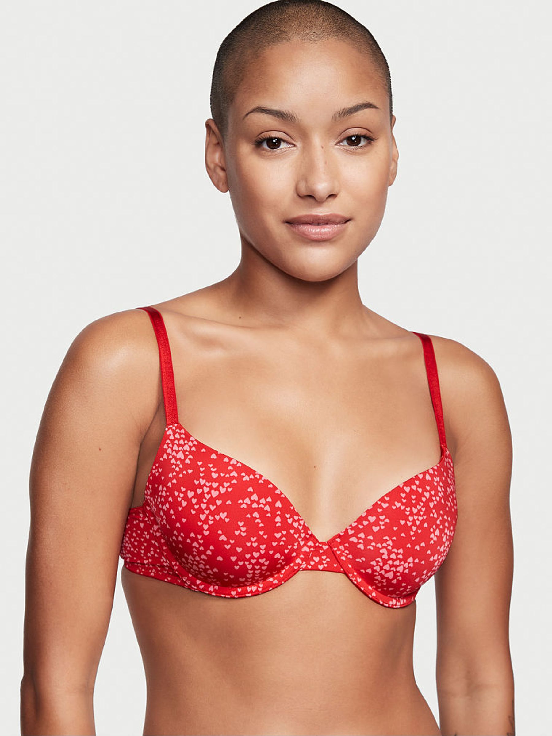 Red and Pink Heart Sprinkles Smooth Lightly Lined T-Shirt Bra - Image 1 of 3