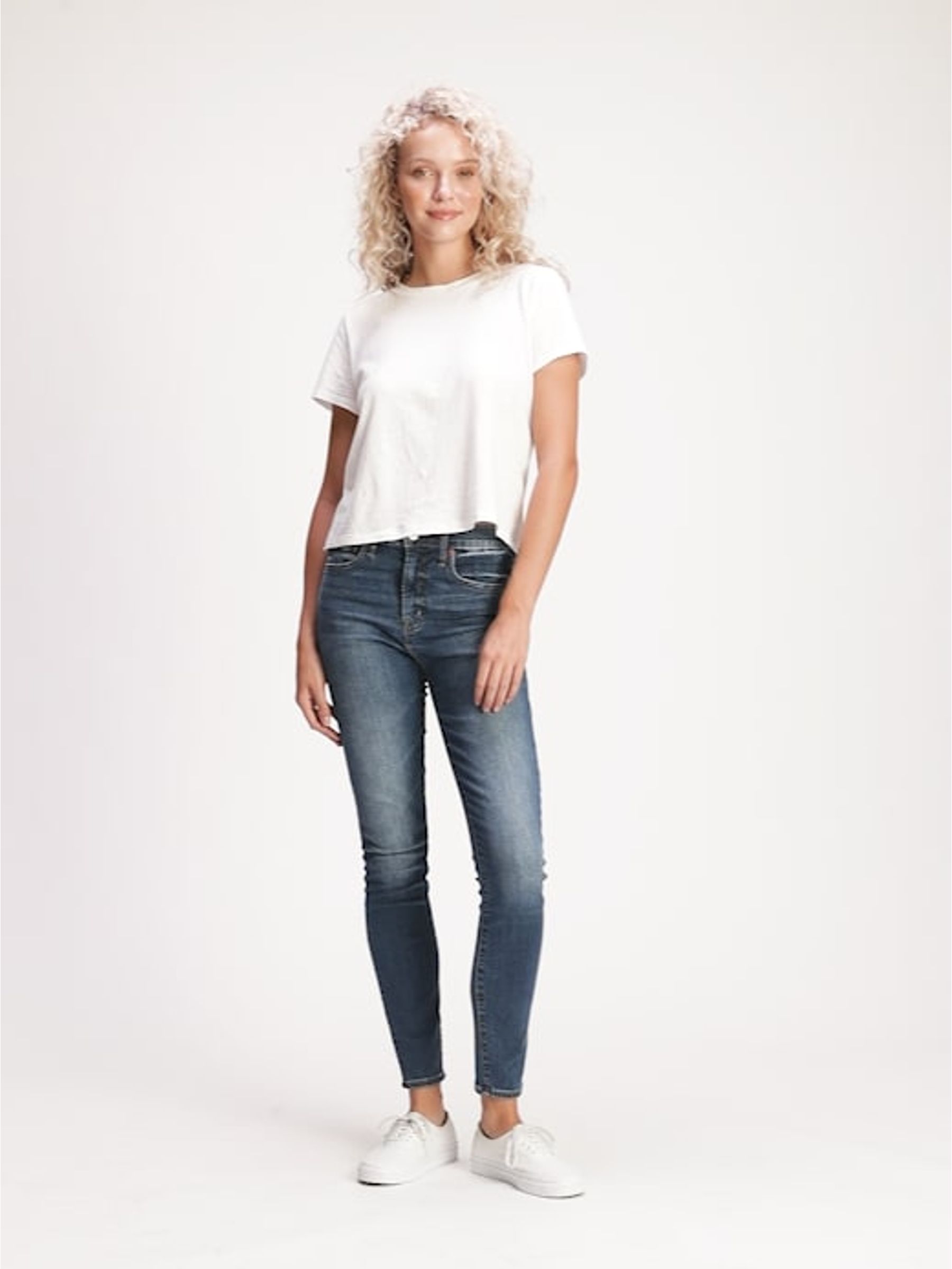 Blue High Waisted True Skinny Jeans - Image 1 of 7