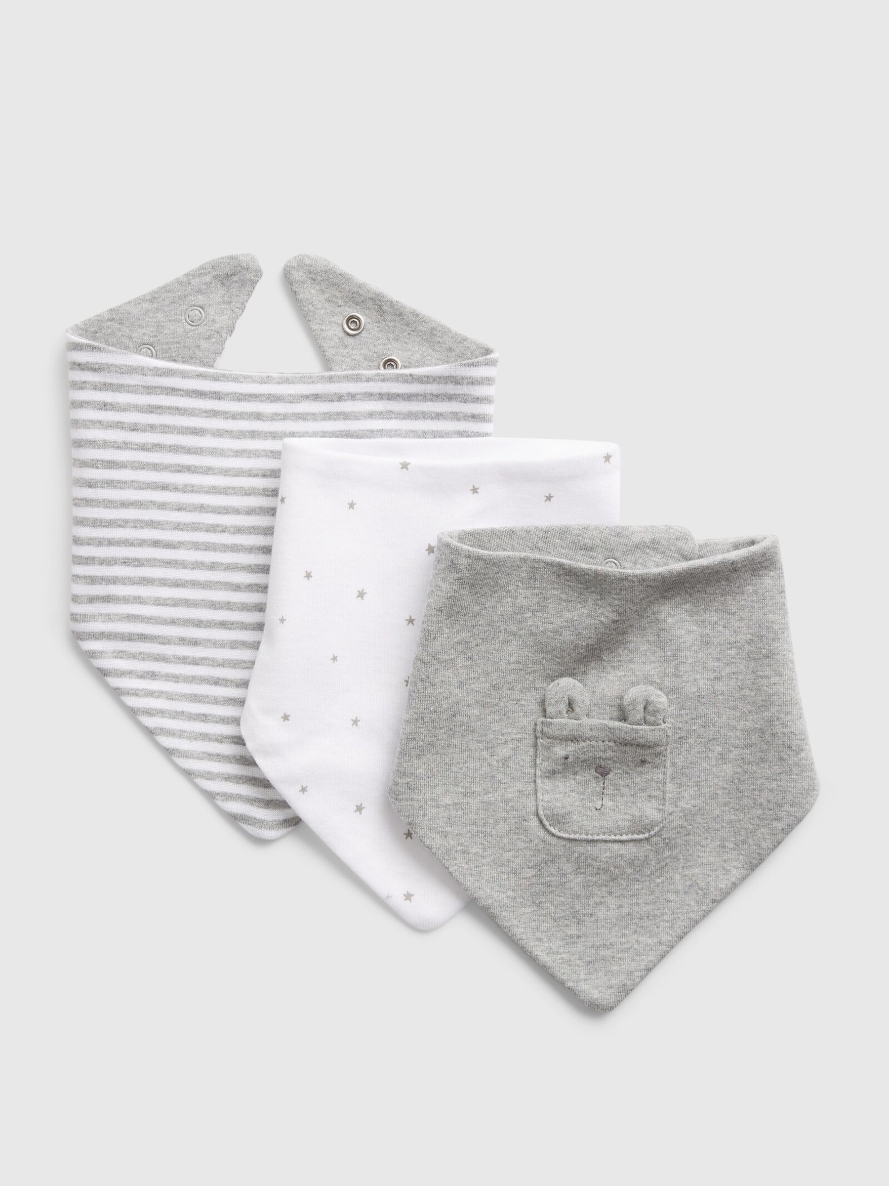 White Floral Organic Cotton 3 Pack First Favourite Baby Bibs - Image 2 of 3 White Floral Organic Cotton 3 Pack First Favourite Baby Bibs - Image 2 of 3