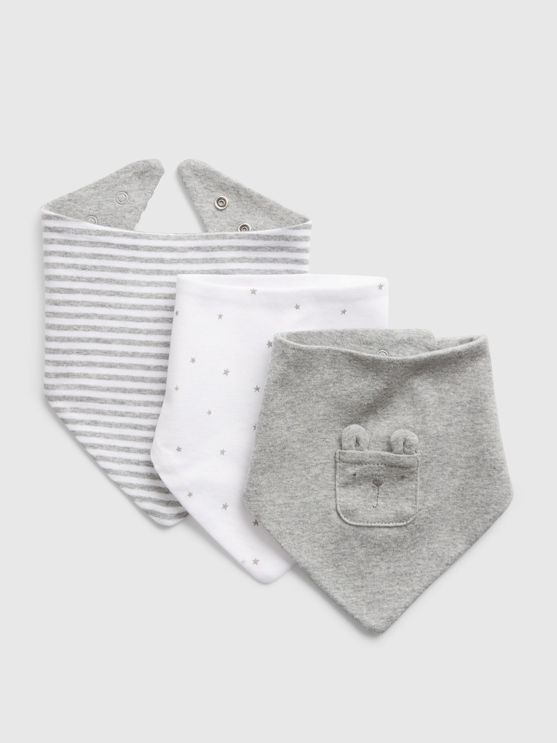 White Floral Organic Cotton 3 Pack First Favourite Baby Bibs - Image 3 of 3
