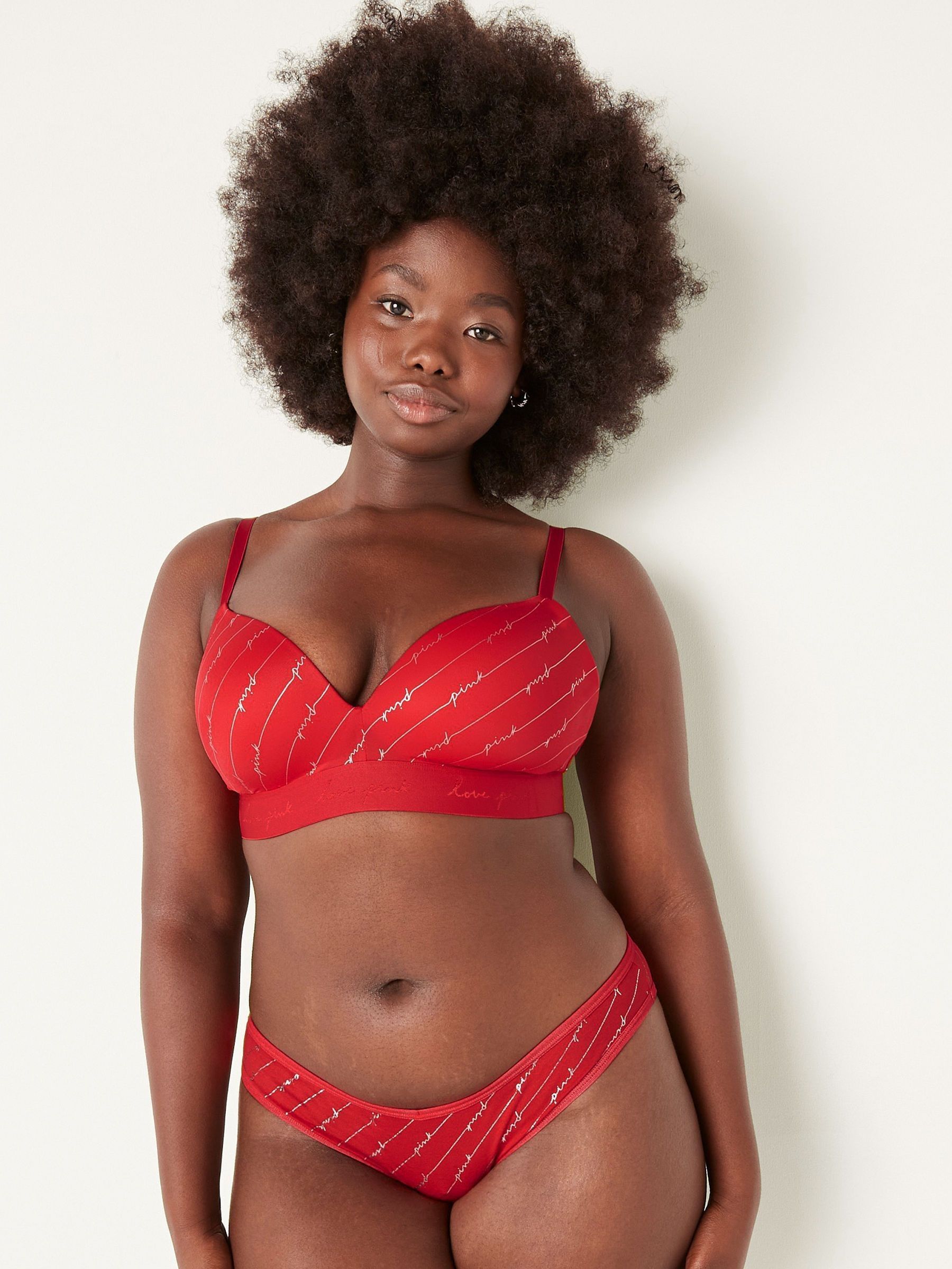 Red Pepper Script Shine Non Wired Push Up Smooth T-Shirt Bra - Image 1 of 5